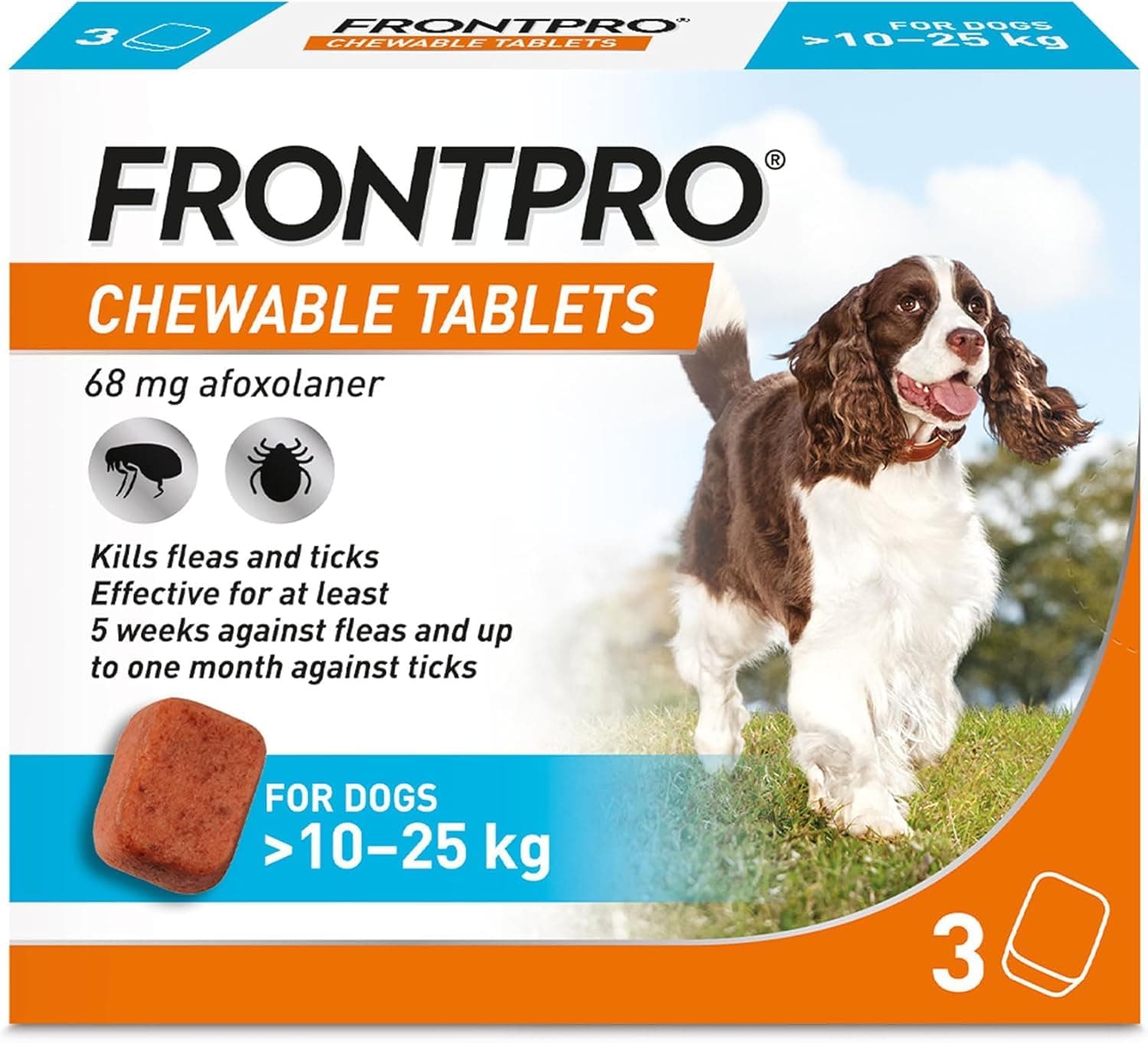 FRONTPRO Flea and tick tablets for dog (10-25 kg) - 3x 68mg