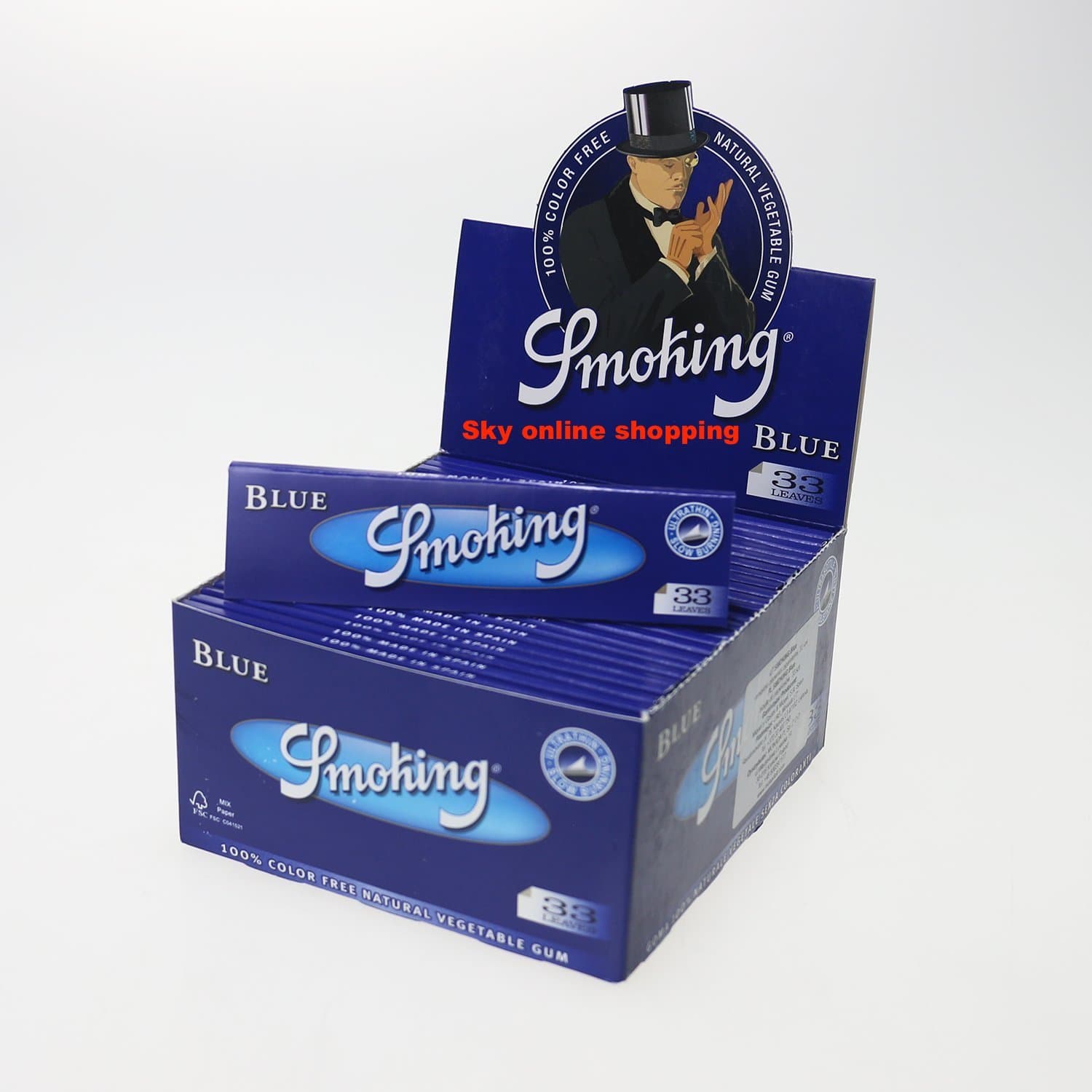 New MR SMOKING Brand King Size Rolling Papers by SOS (10 Booklets, Blue)