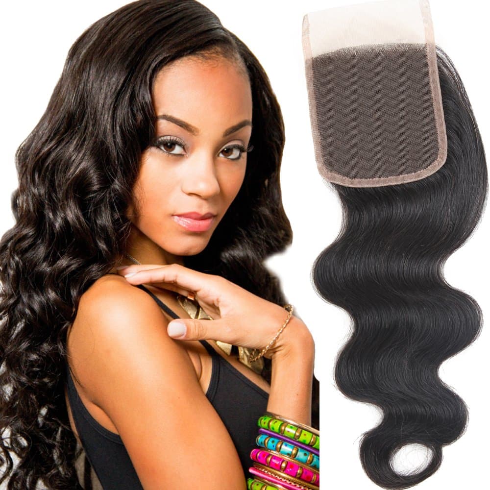 8 inch Lace Closure Body Wave 4x4'' Free Part Brazilian Virgin Remy Human Hair 100% Unprocessed Natural Color Soft Silky Hair Products for Black Women 8''-20'' (8 inch)