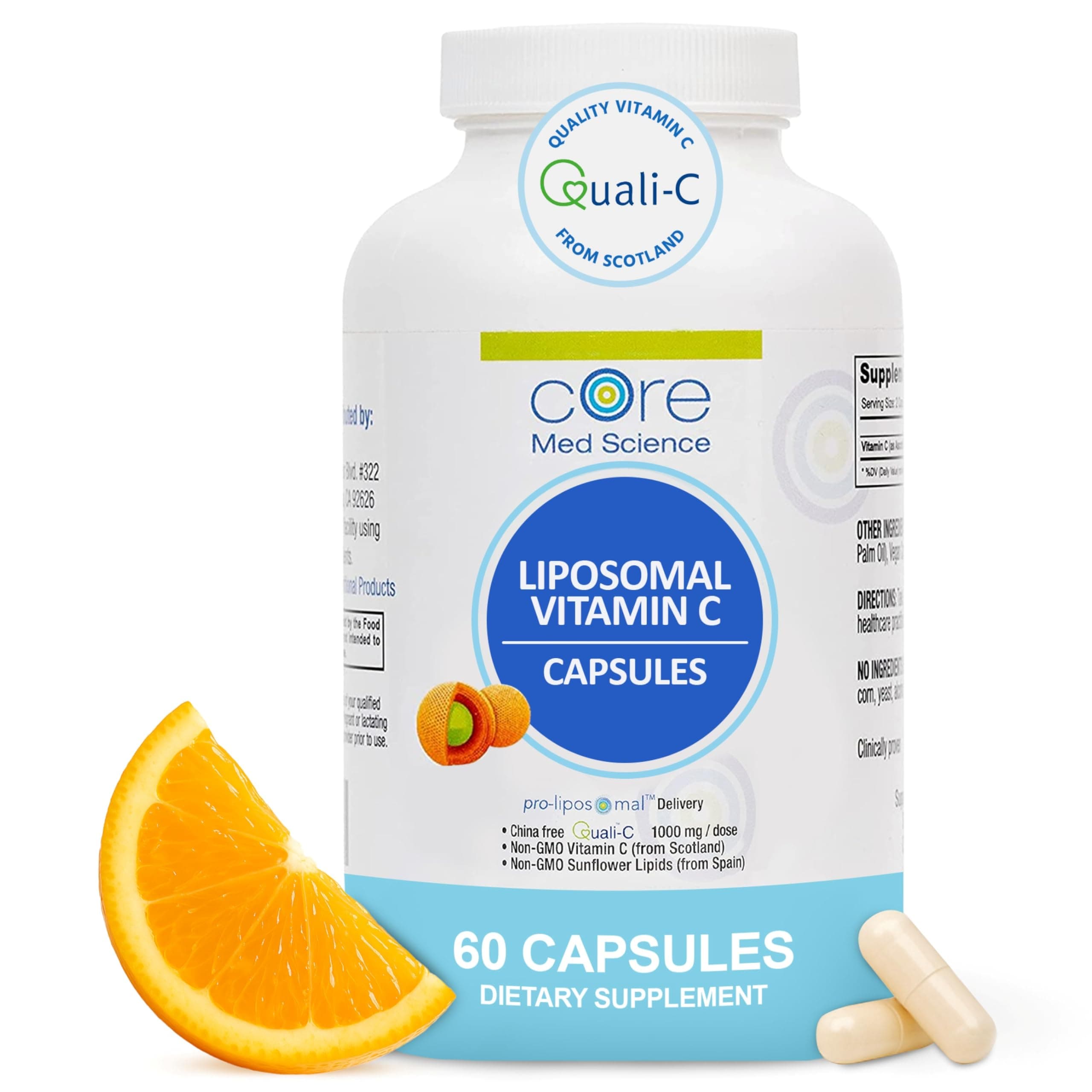 Liposomal Vitamin C 1000mg, 60 Capsules - Non-GMO Natural Liposomal Vitamin C Supplement that Promotes Healthy Skin - Immune System Booster for Adults, Supports Collagen Formation