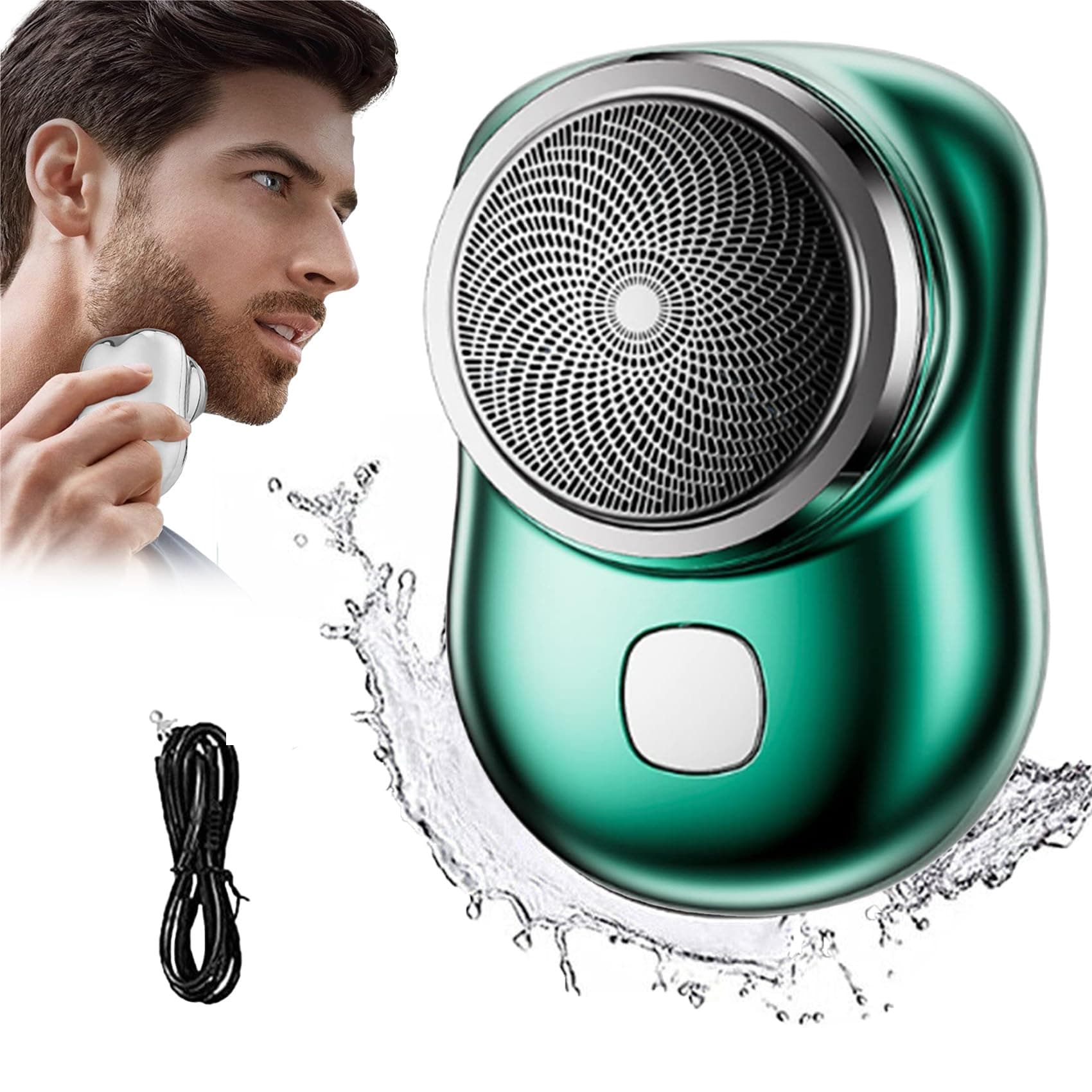 Glidex Portable Mini Electric Shaver, Powerful Storm Shaver for Men, Mini Portable Electric Shaver for Men, Rechargeable Shaver Easy One-Button Use Suitable for Home, Car Travel (Green)