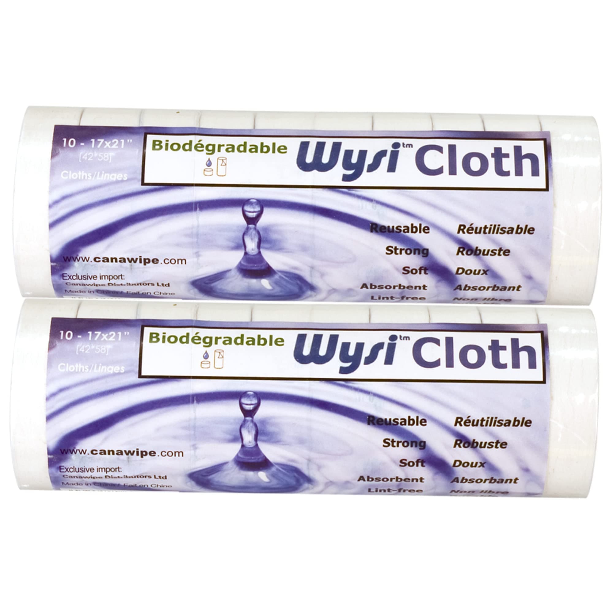 Wysi Multi-Purpose Cloths - Expandable 17x21” Cloth, Just Add Water - 2 Rolls of 10 Individually Wrapped Tablets - Multipurpose All Natural Reusable Cloths - 100% Cellulose - Biodegradable
