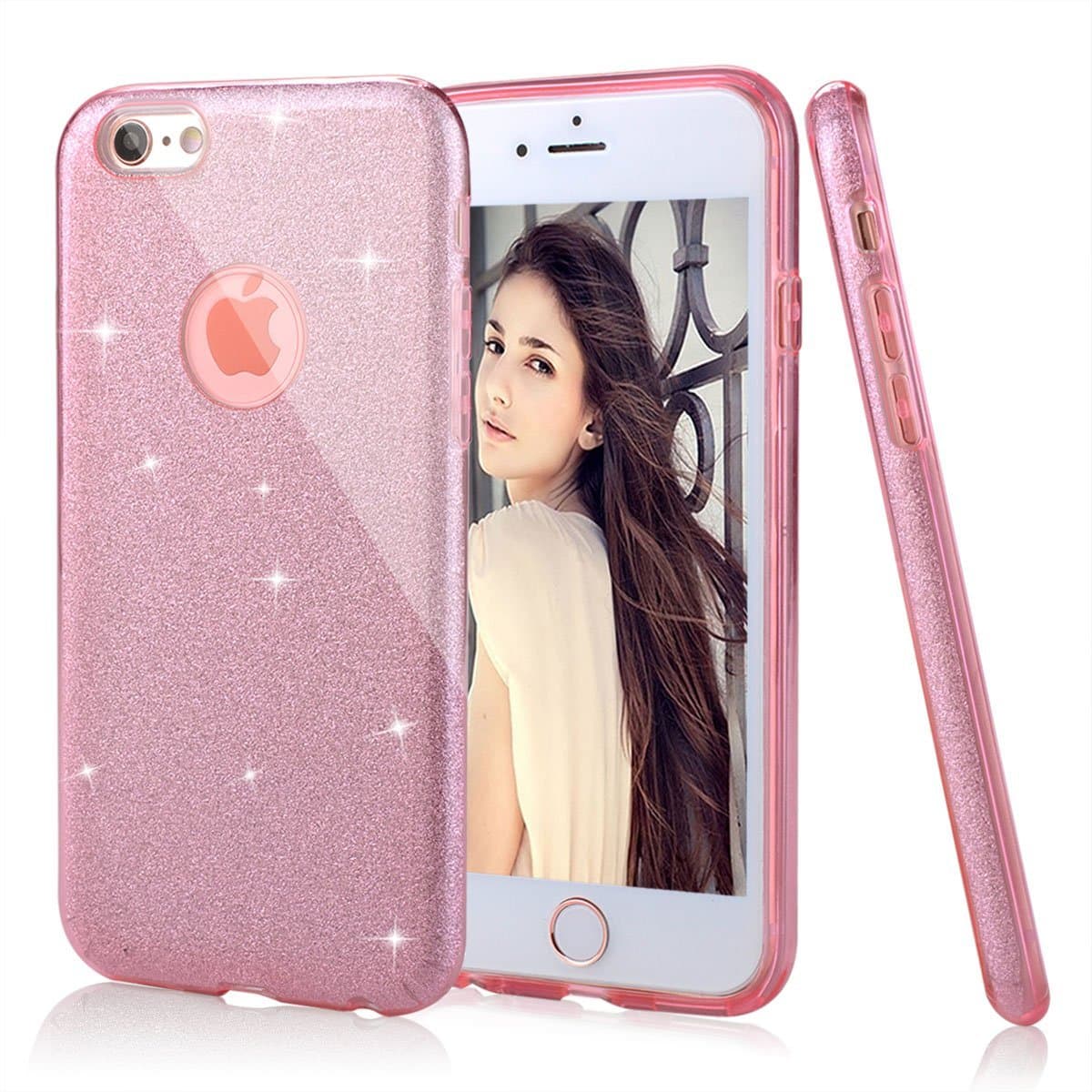iPhone 6S Case,Shunjia Glitter Bling Sparkle [Scratch Resistant] Bumper Slim Case for iPhone 6 / iPhone 6S 4.7 Inch (Pink)
