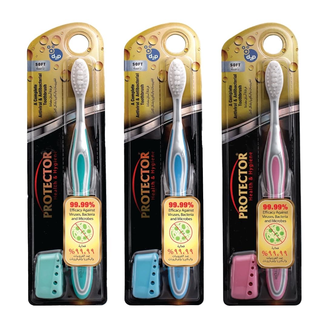 Protector® Antiviral & Antibacterial Premium Toothbrush Soft Bristles with Magnetic Head & Cover | 99.99% Protection Against Germs | Profiled Hole Bristles | Hygienic Oral Care for Adults