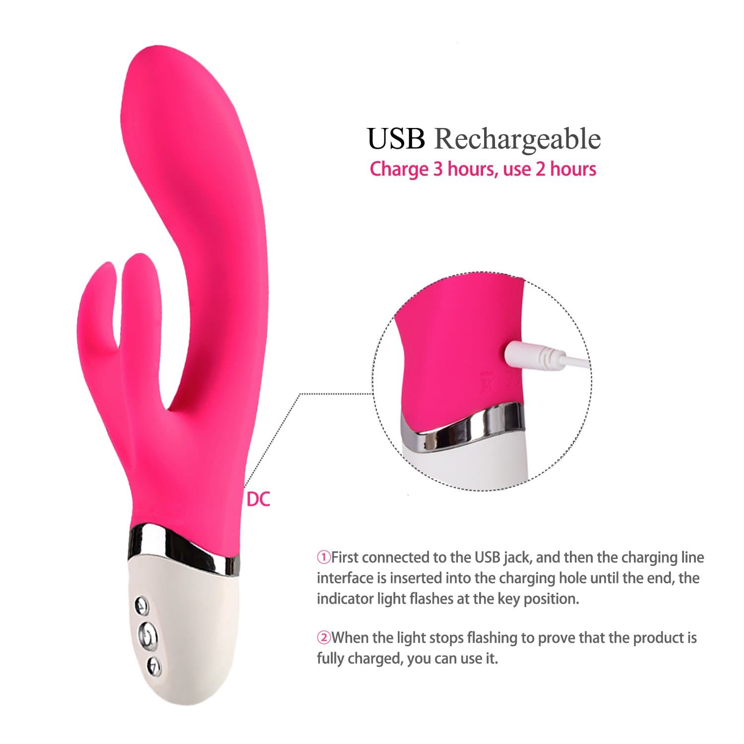 Powerful Wireless Wand Massager - Waterproof - USB Charging - Used to Relieve Muscle Pain After Exercise, Relax The Pressure (Rose Red)