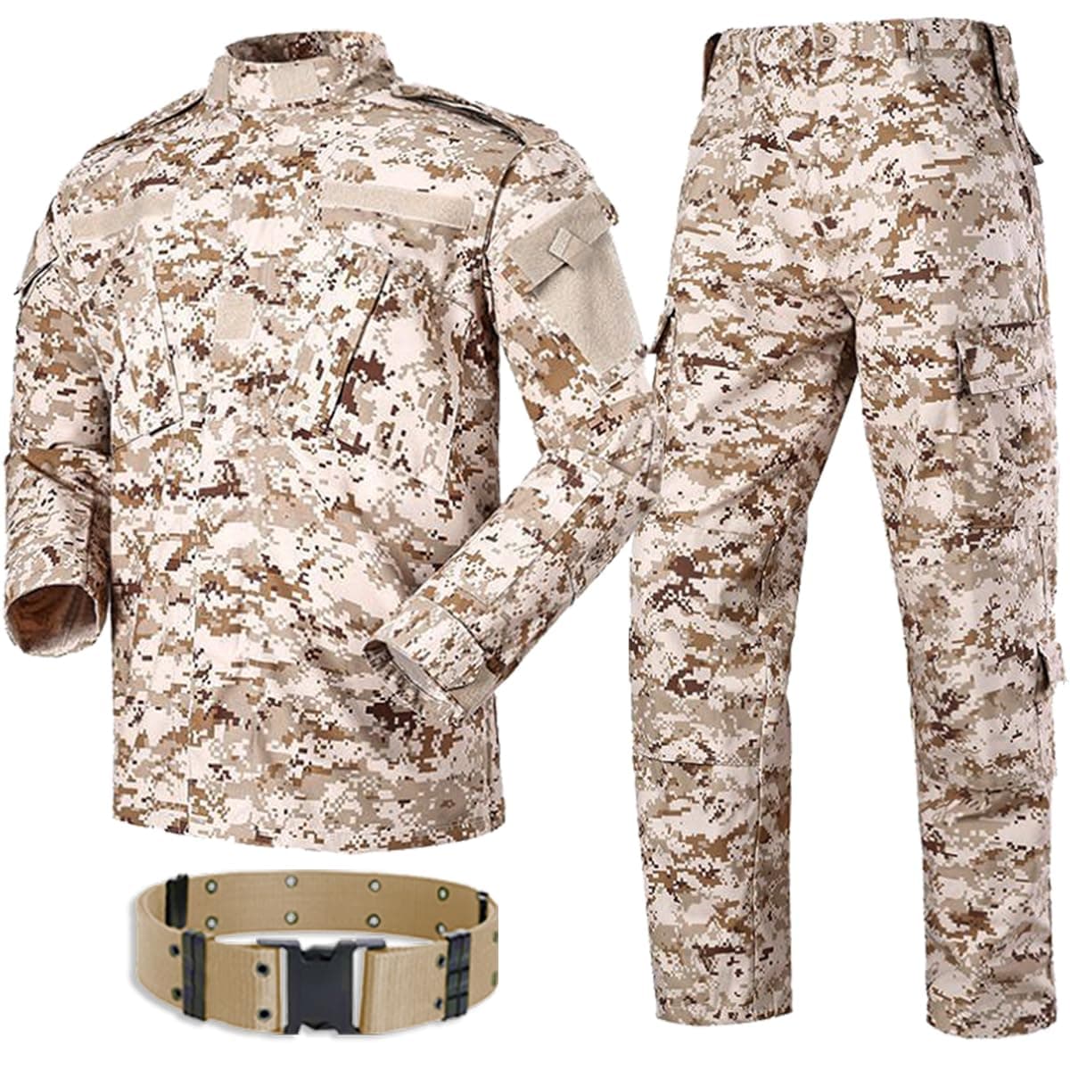 H World Shopping Men Tactical BDU Combat Uniform Jacket Shirt & Pants Suit for Army Military Airsoft Paintball Hunting Shooting War Game Desert Digital （AOR1