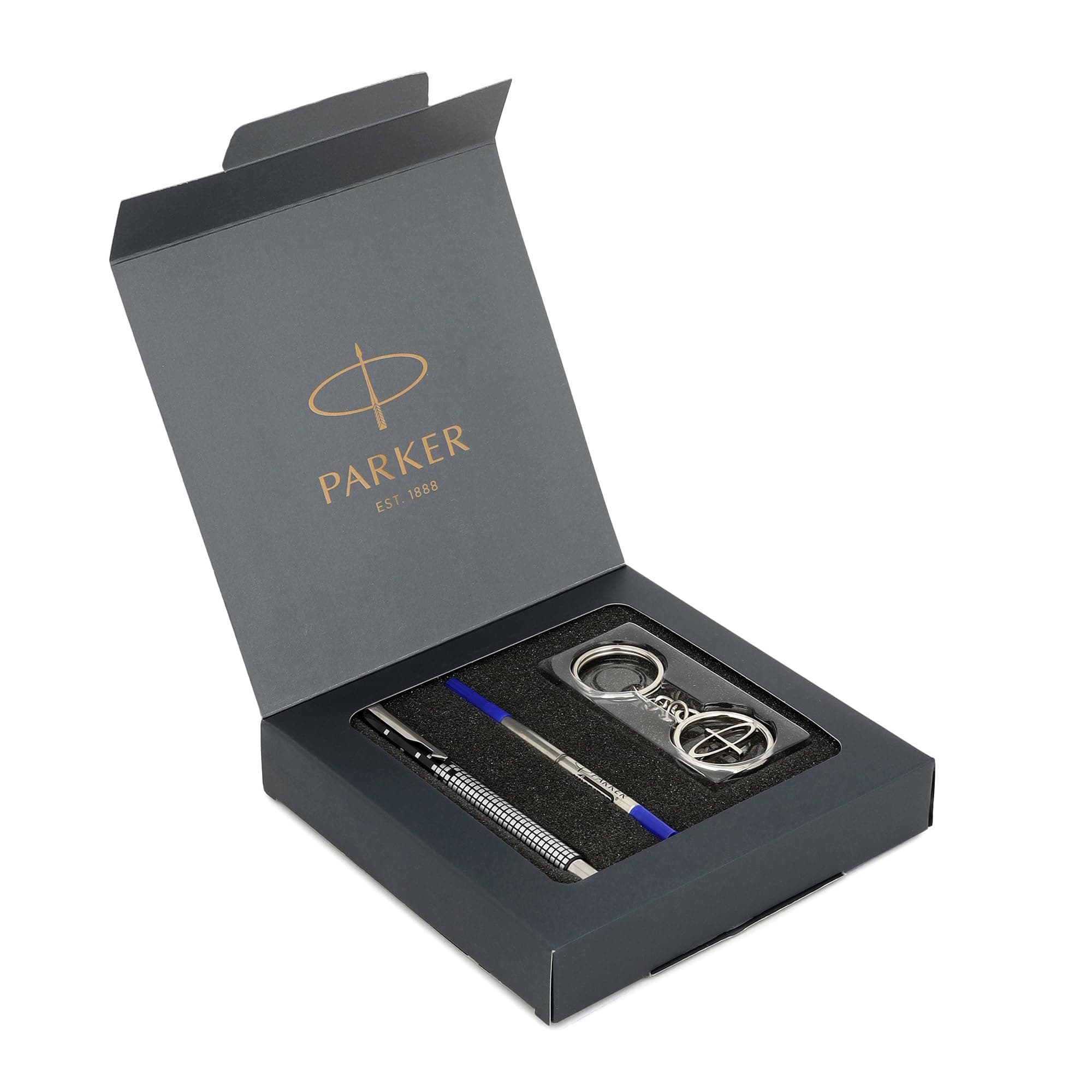 Parker Vector Gift Set - Parker Rollerball Pen with Parker Round Keychain (Ink - Blue)