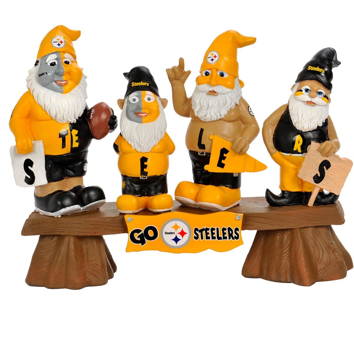 Team Beans Pittsburgh Steelers Fan Bench Gnome Set