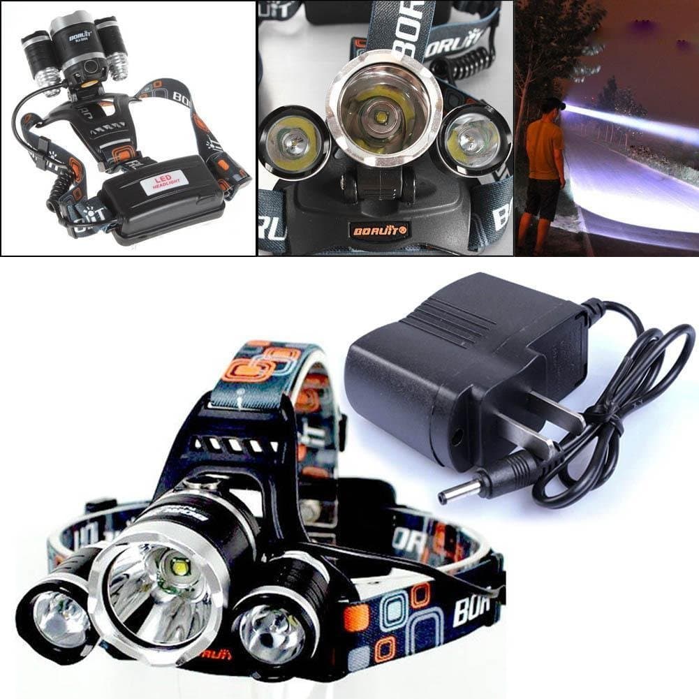 Yueling@ 4000 Lumen 3 x XM-L T6 LED Rechargeable Headlight Multi-functional Charging Headlamp Head Lamp Flashlight with AC Charger,Hiking Camping Hunting Night Riding Caving Expedition