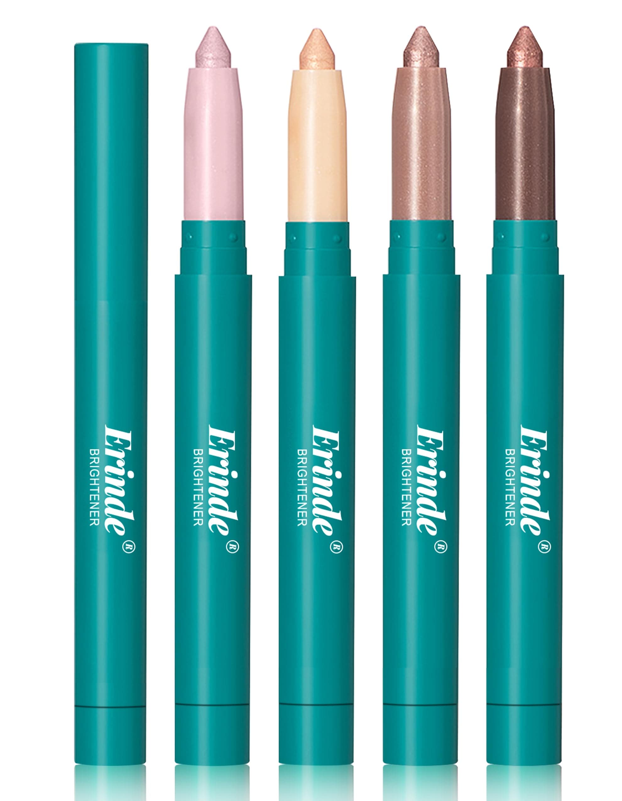 Erinde 4 Colors Eyeshadow Stick, Eye Brightener Stick, Shimmer Creamy Eye Shadow Makeup, Long Lasting Waterproof Glitter Highlighter Eye Liner Pencil Set