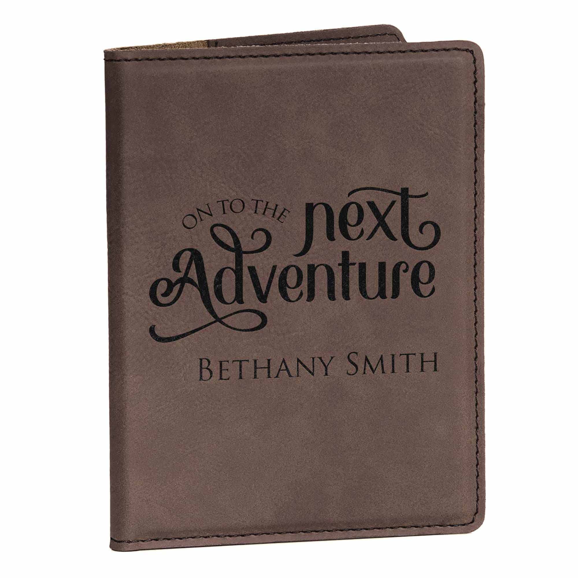 Engraved Personalized Adventure Passport Cover (Dark Brown) - Graduation Gifts Passport Holder, Personalized Passport Case with Your Name