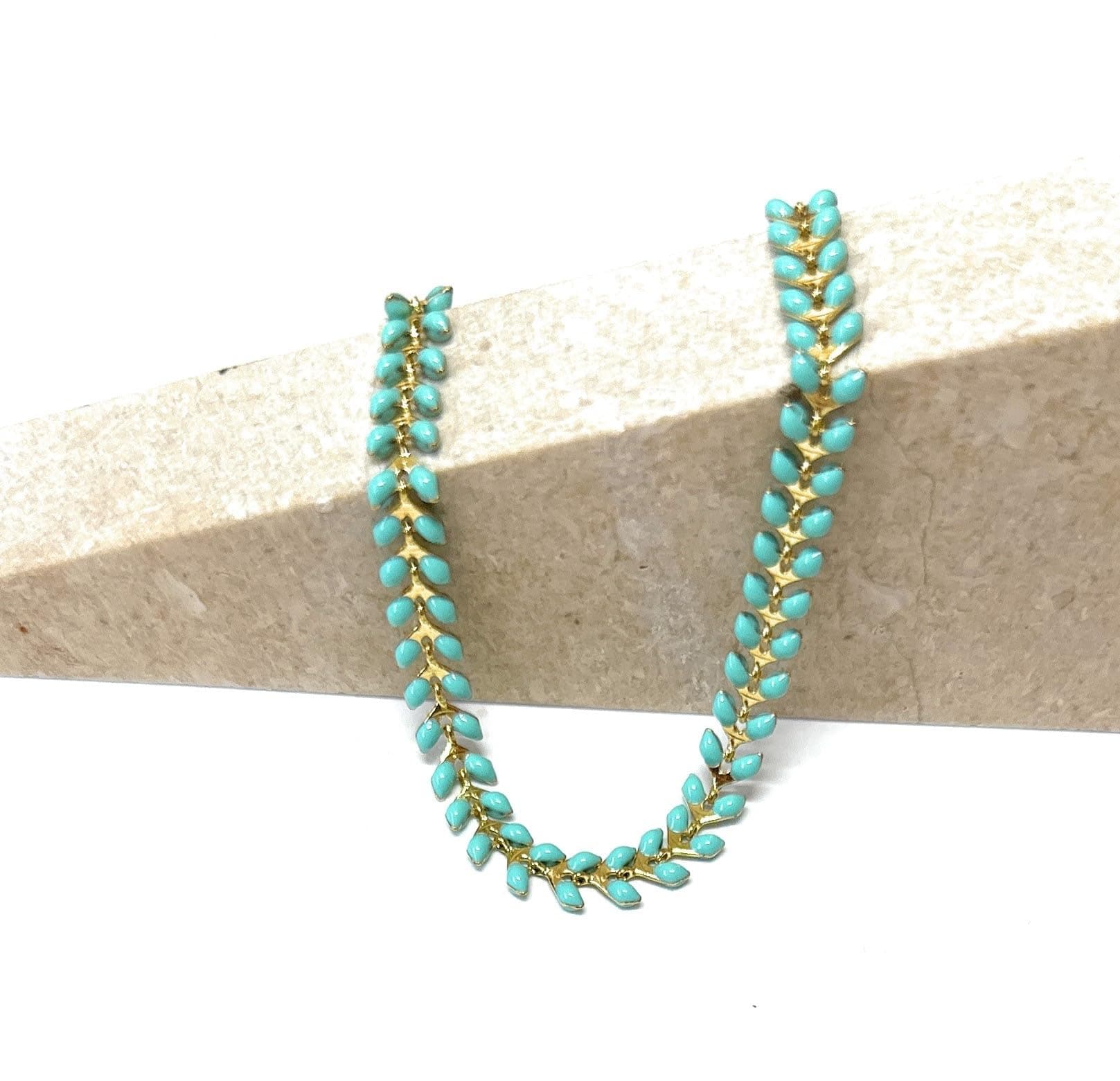 GenericTurquoise Anklet for Women, Dainty Ankle Bracelet, Delicate Summer Design, Mint Fishtail Enamel Chain