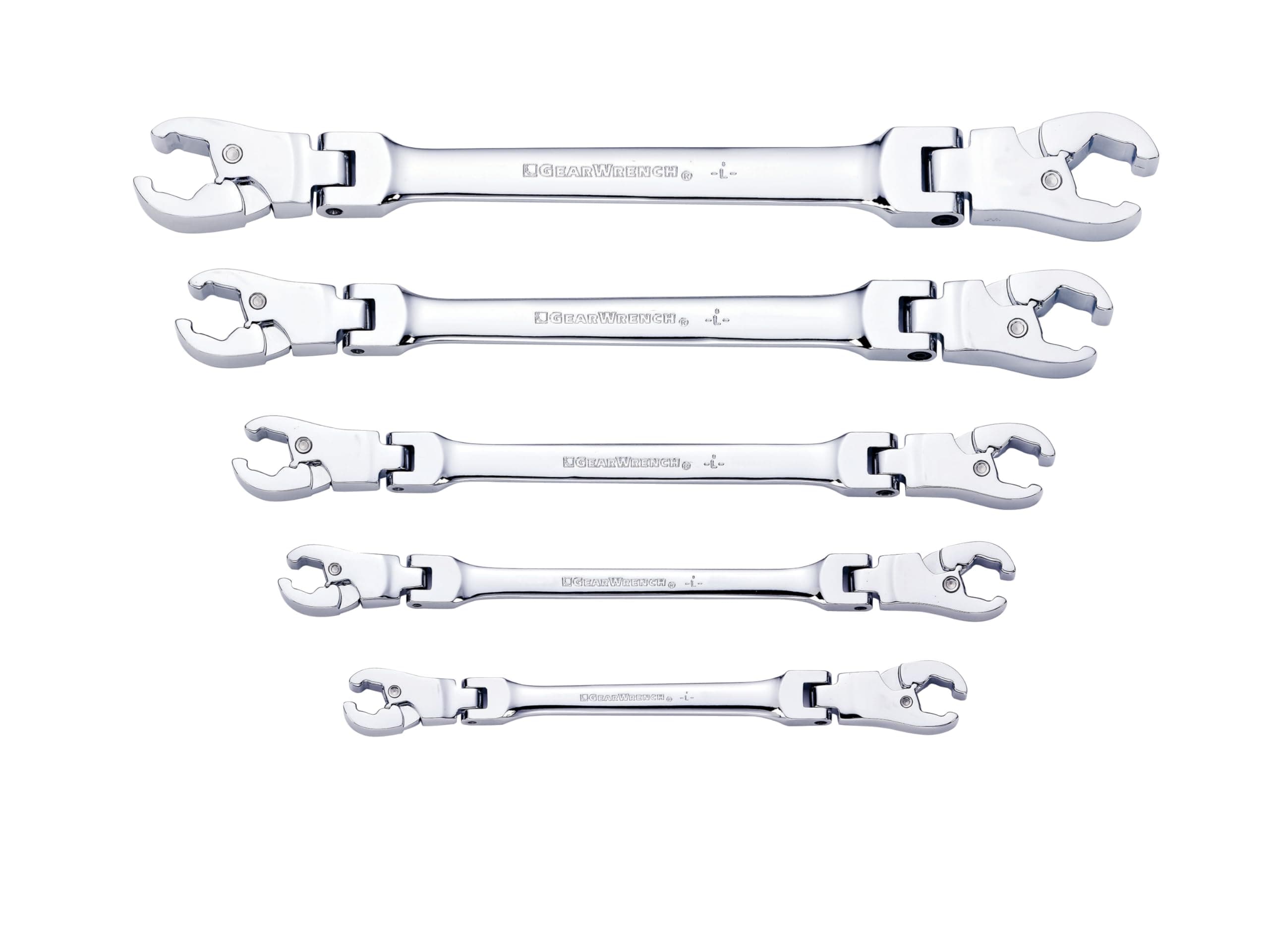 GearWrench 5 Pc. Ratcheting Flex Head Flare Nut Wrench Set, SAE - 89100
