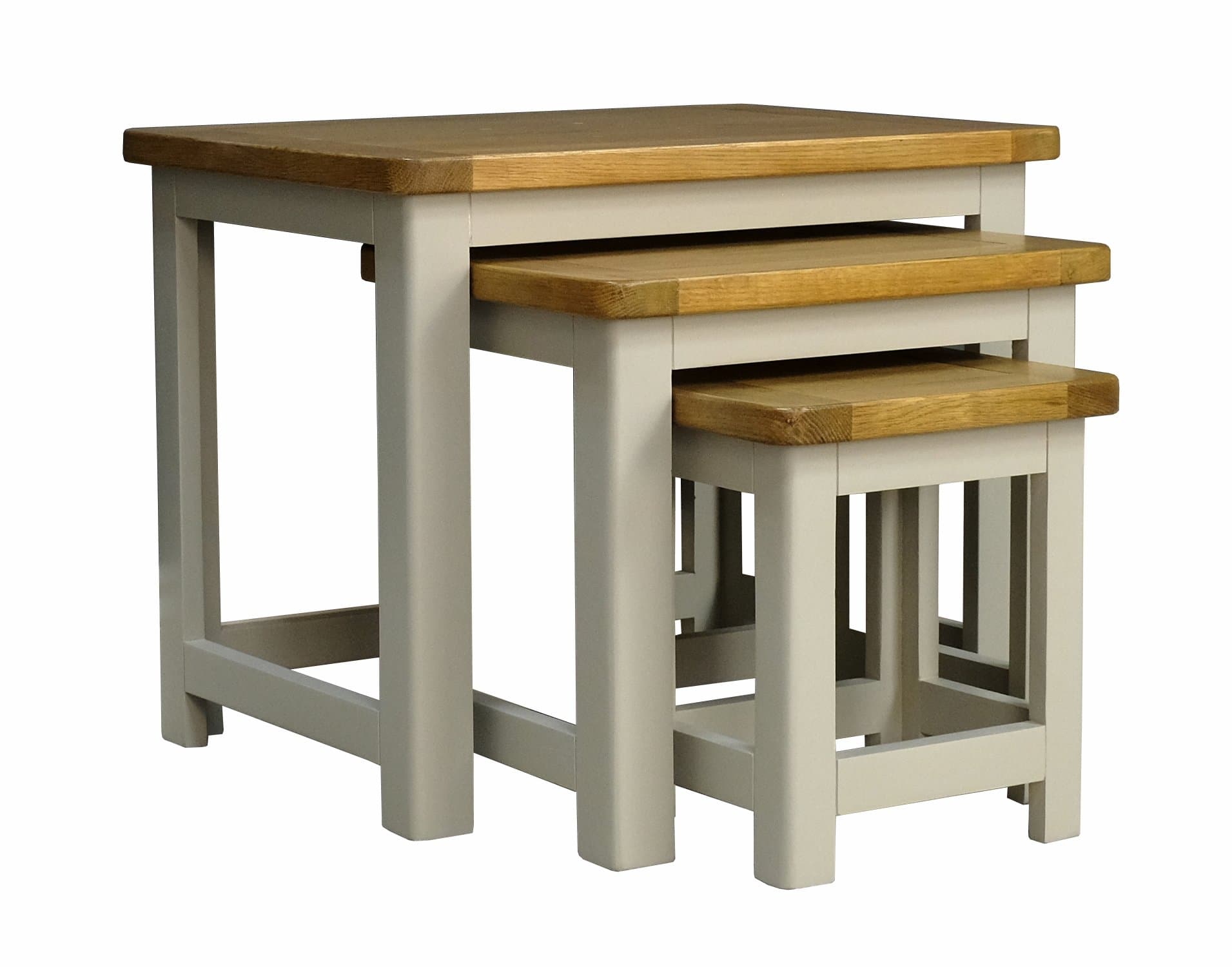 Aspen Painted Oak Sage Grey Nest Of Tables / 3 Nesting End Tables