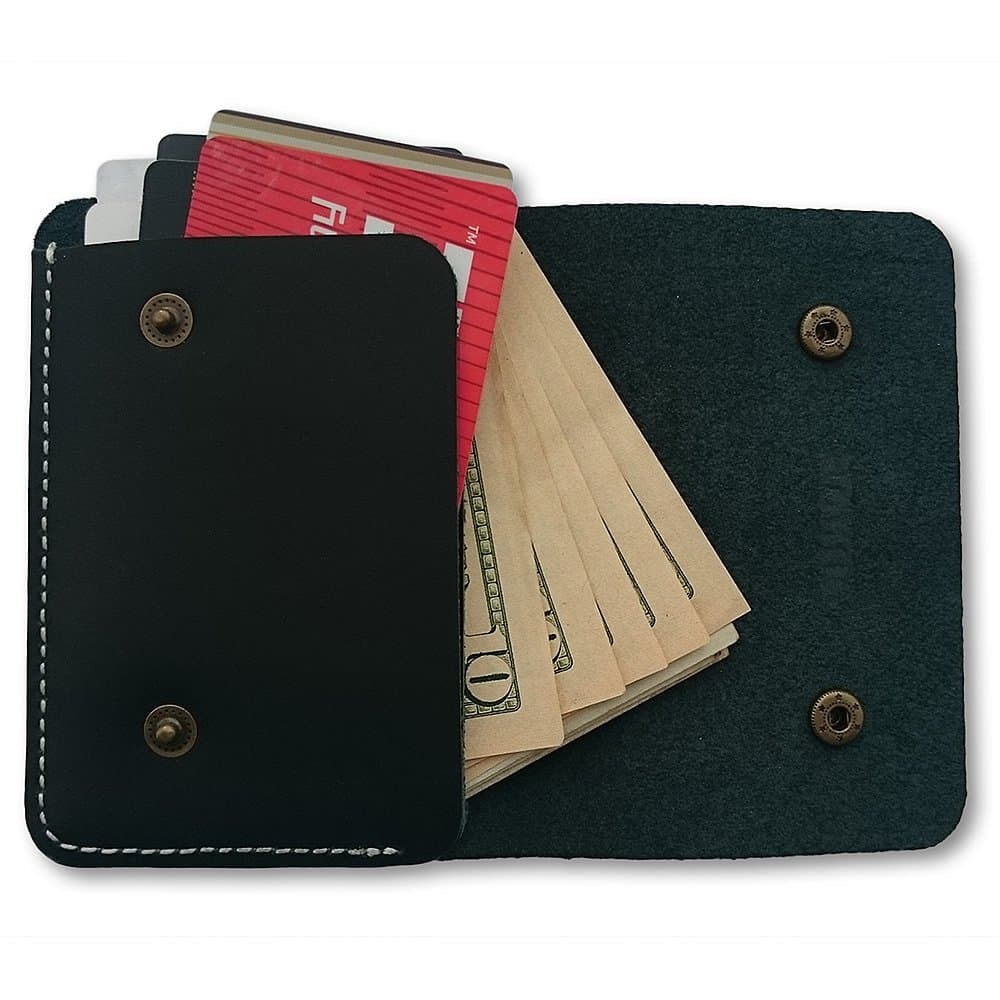 MVRIK Nostalgia Slim Minimalist Wallet (Black) + Mini Vintage Cotton Coin Pouch