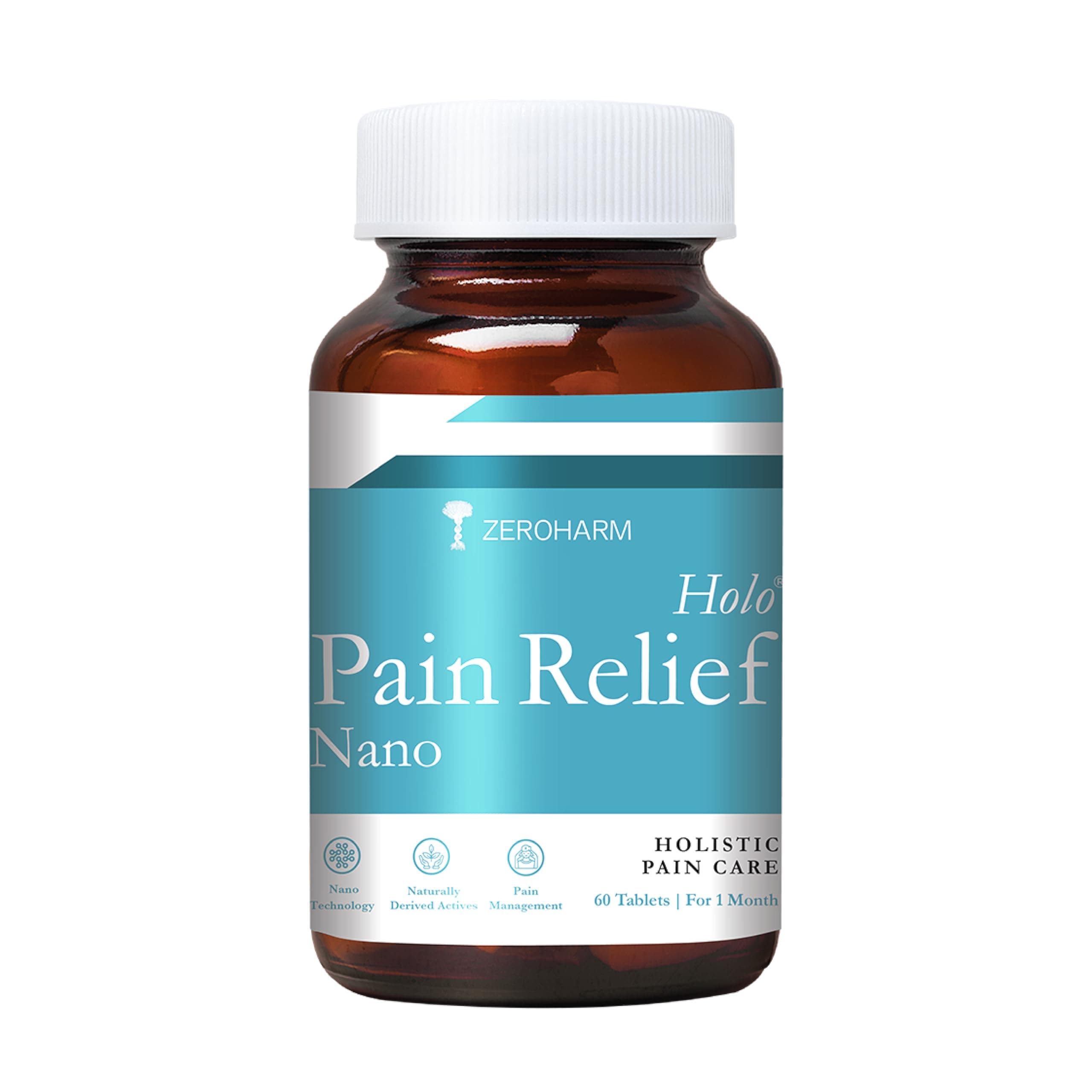 - ZEROHARM Holo Pain Relief Tablets|Plant-Based|Pain Management|Reduces Knee-Joint Pain|Improves Mobility|Willow Bark,Boswellia,Turmeric&Ginger|Body Pain Relief|Non-Addictive|60 Veg Tablets