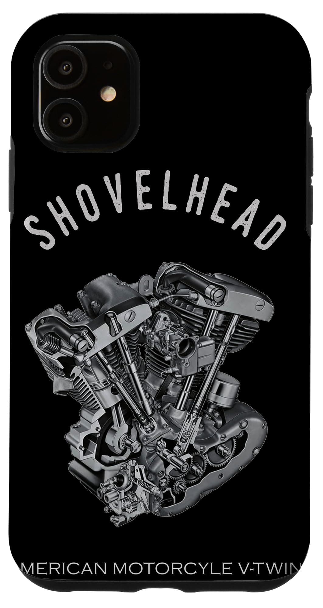 Vintage HD Motorcycle VTwin ShovelHead Motor Drawing Biker Case for iPhone 11