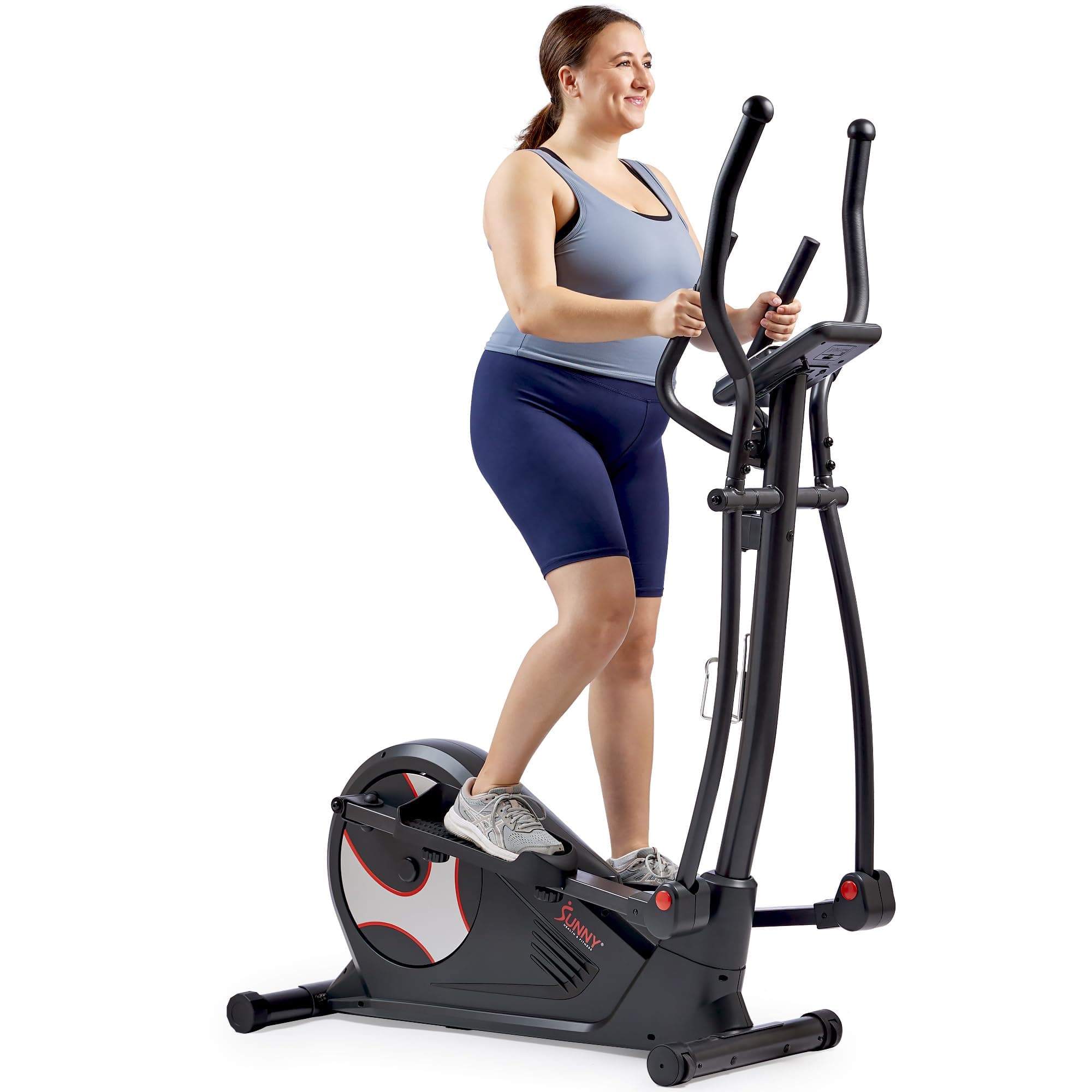 Sunny Health & Fitness Elliptical Machine with Extended Stride, Ultra Quiet 300 lbs Capacity Cross Training Cardio Fully Body Exercise for Home, Sunny Fit App Access, Optional 12" or 16" Stride Length