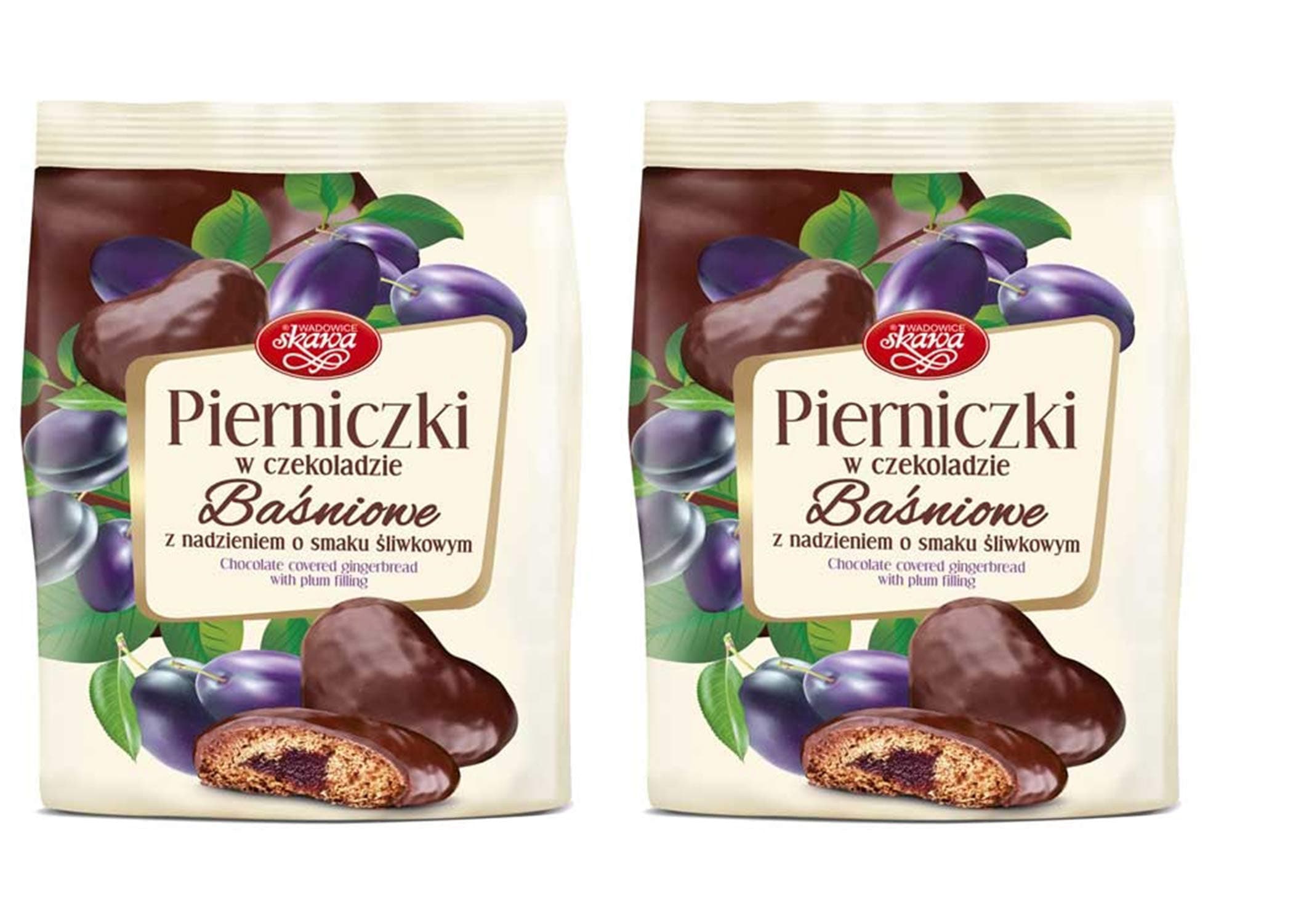 GINGERBREAD CHOCOLATE COVERED WITH PLUM FILLING PIERNICZKI Z NADZIENIEM SLIWKOWYM SKAWA 5.3OZ (150G) 2 PACK