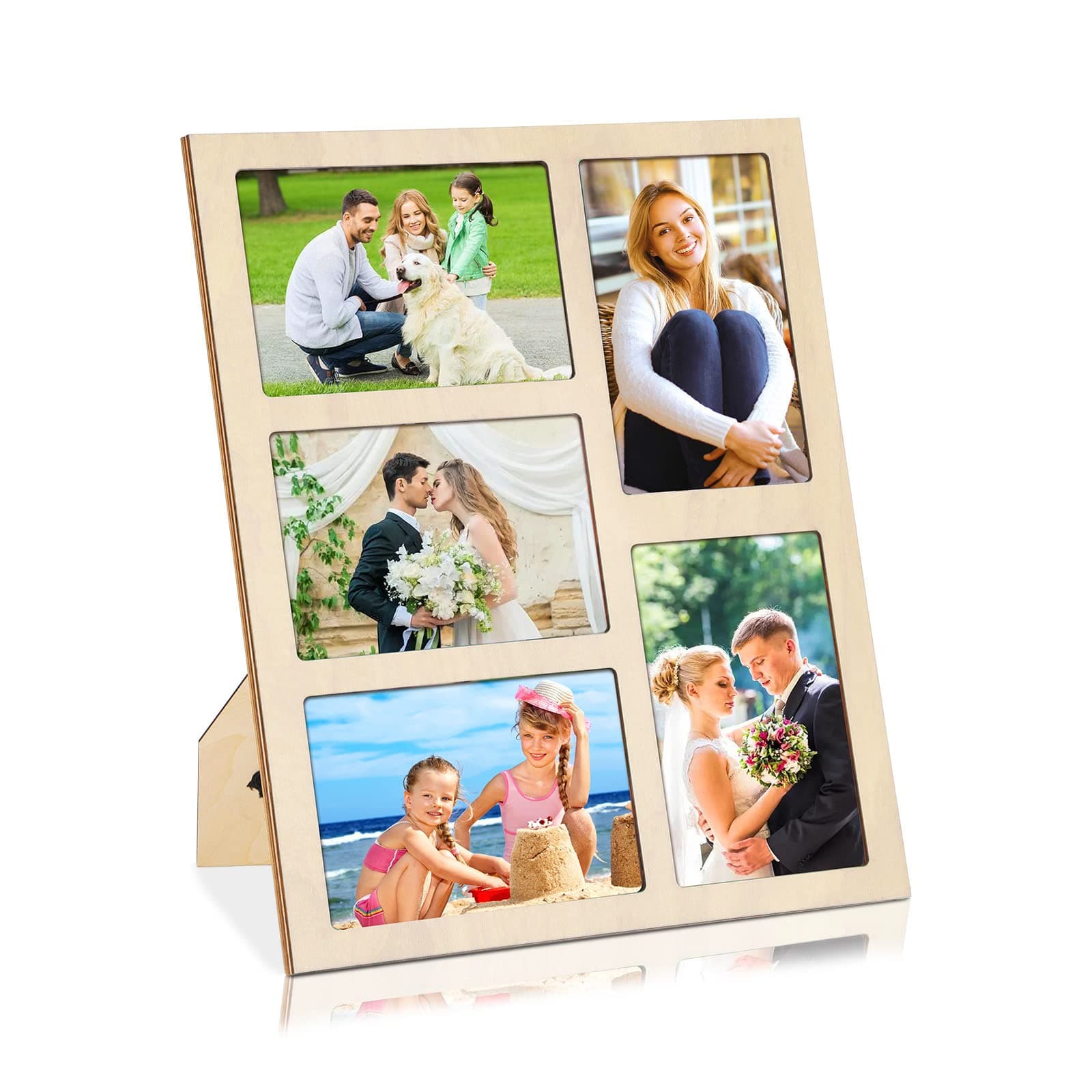 4x6 Photo Frames Collage Photo Frame 5 Openings 4x6 Multiple Picture Frame Collage Wooden Family Photo Frame for Desktop Wall Display