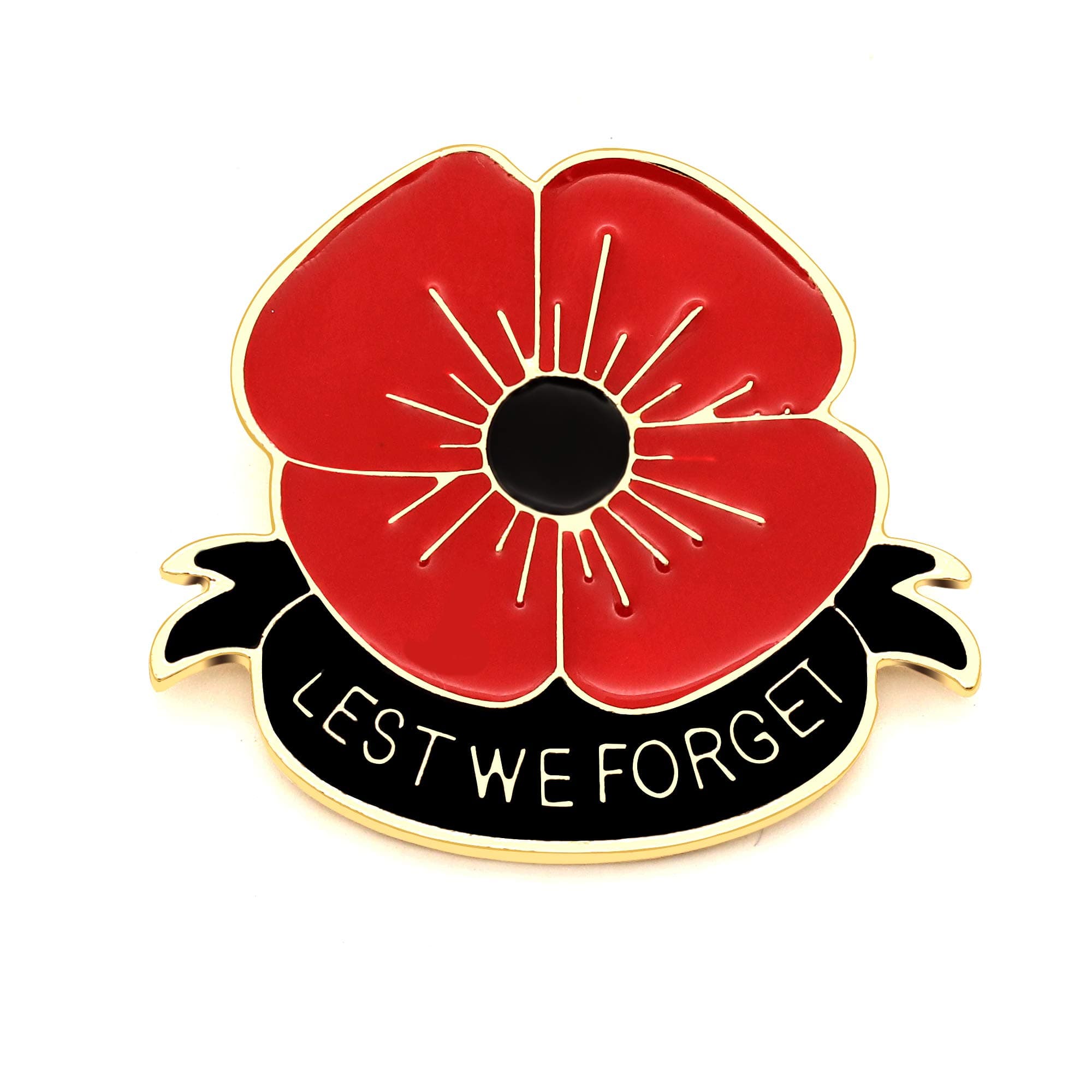 Lest We Forget Red Poppy Flower Brooch Broach Remembrance Memorial Day Jewelry (1pcs)