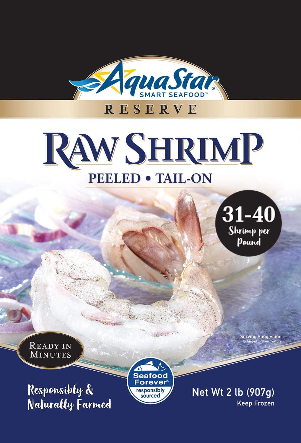 Raw, Peeled, Tail-on Shrimp, 31-40 Count , 2 lb (Frozen)