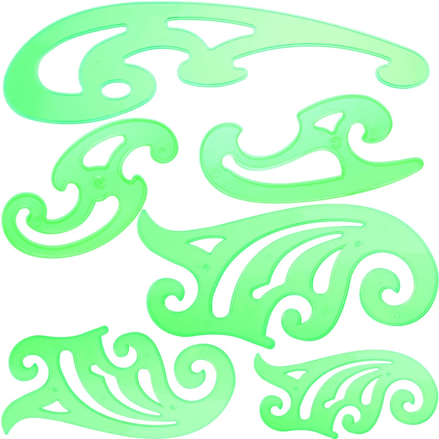 - 6 Pieces Plastic French Curve Ruler Multi-Function Comic Template Tool Set for Drafting Drawing Template, 6 Assorted Sizes