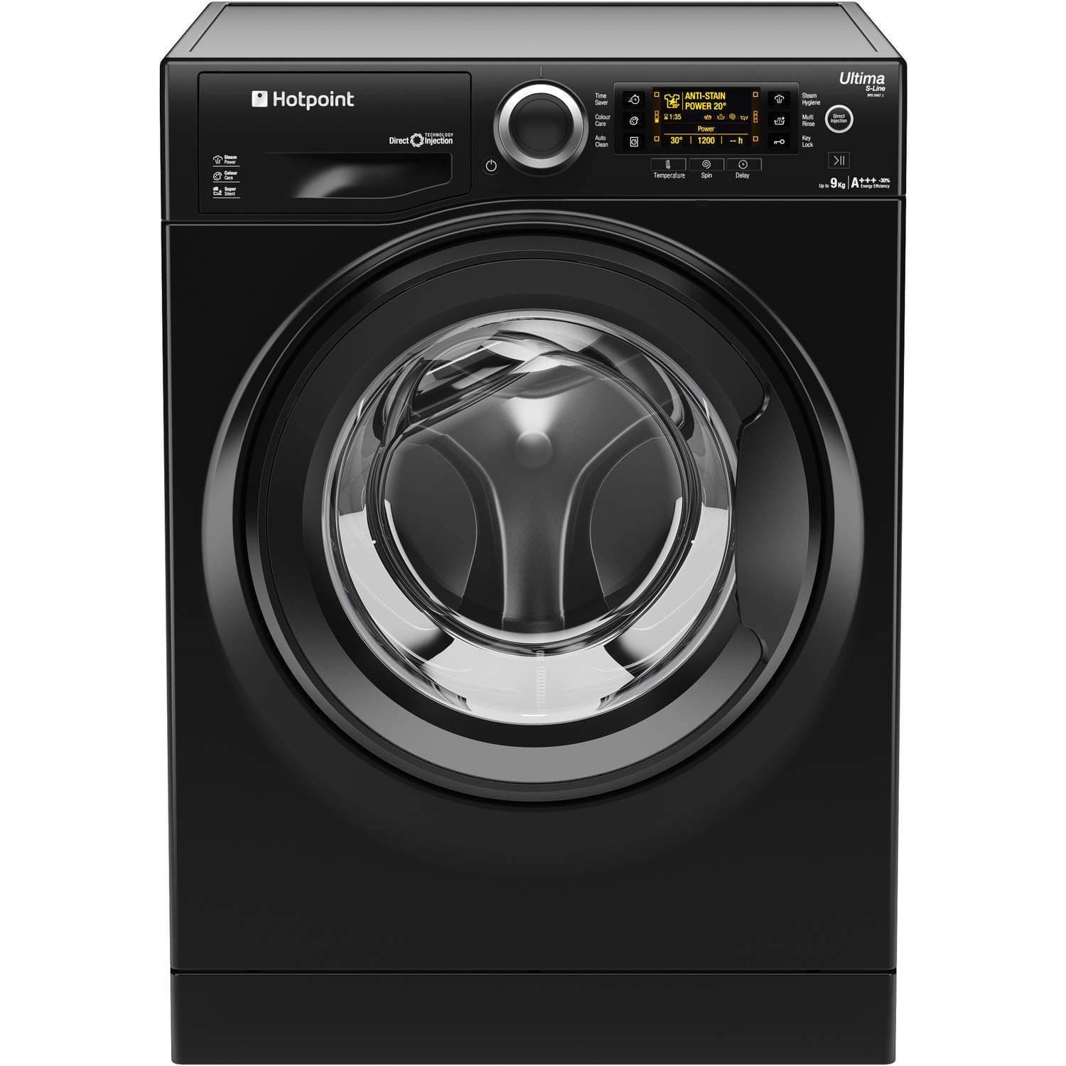 Hotpoint RPD9467JKK Washing Machine Ultima S-Line 9 Kilogram Black [Energy Class A+++]