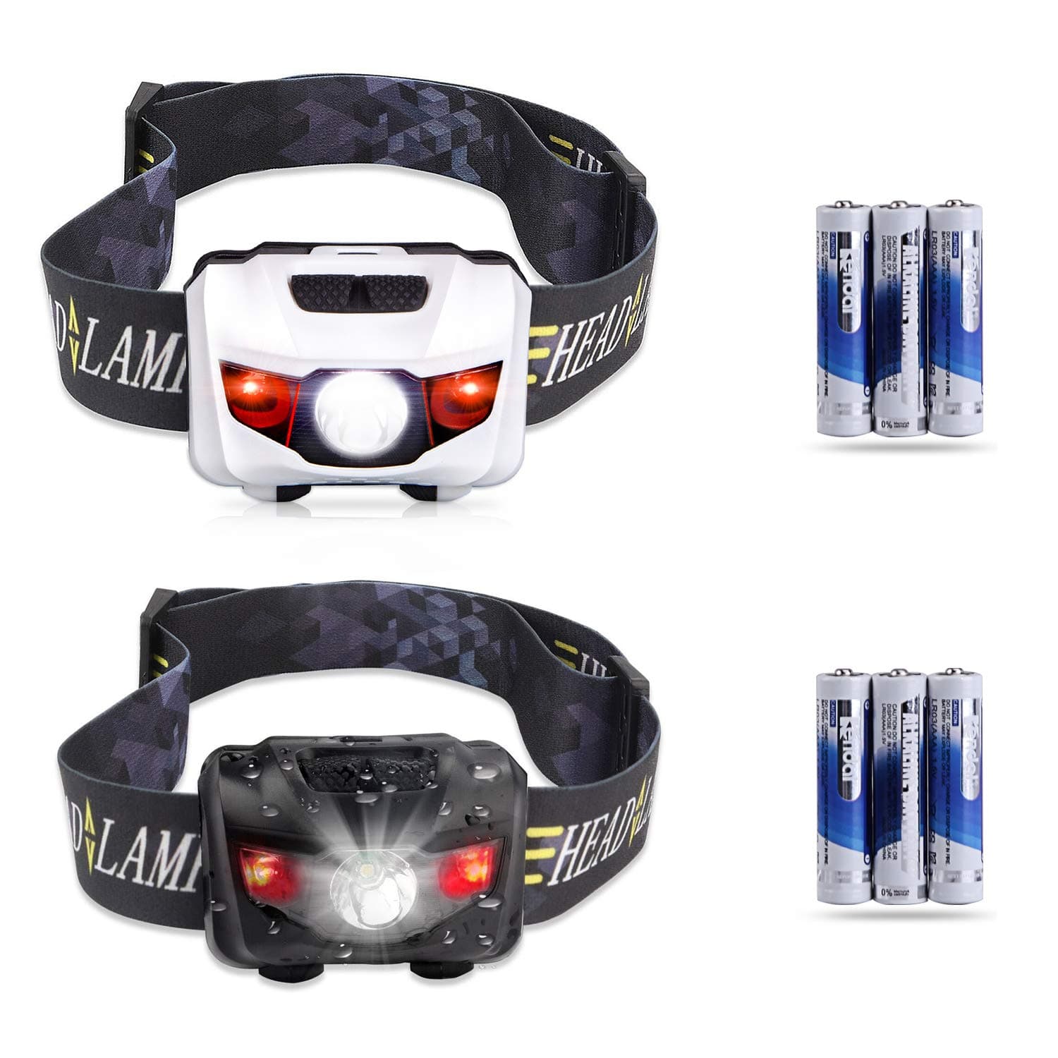 STCT Street Cat 2-Pack Xtreme Bright Headlamps CREE LED, with Red Lights Headlamp Flashlight for Hunting, Running, Camping (6 AAA Batteries Included)