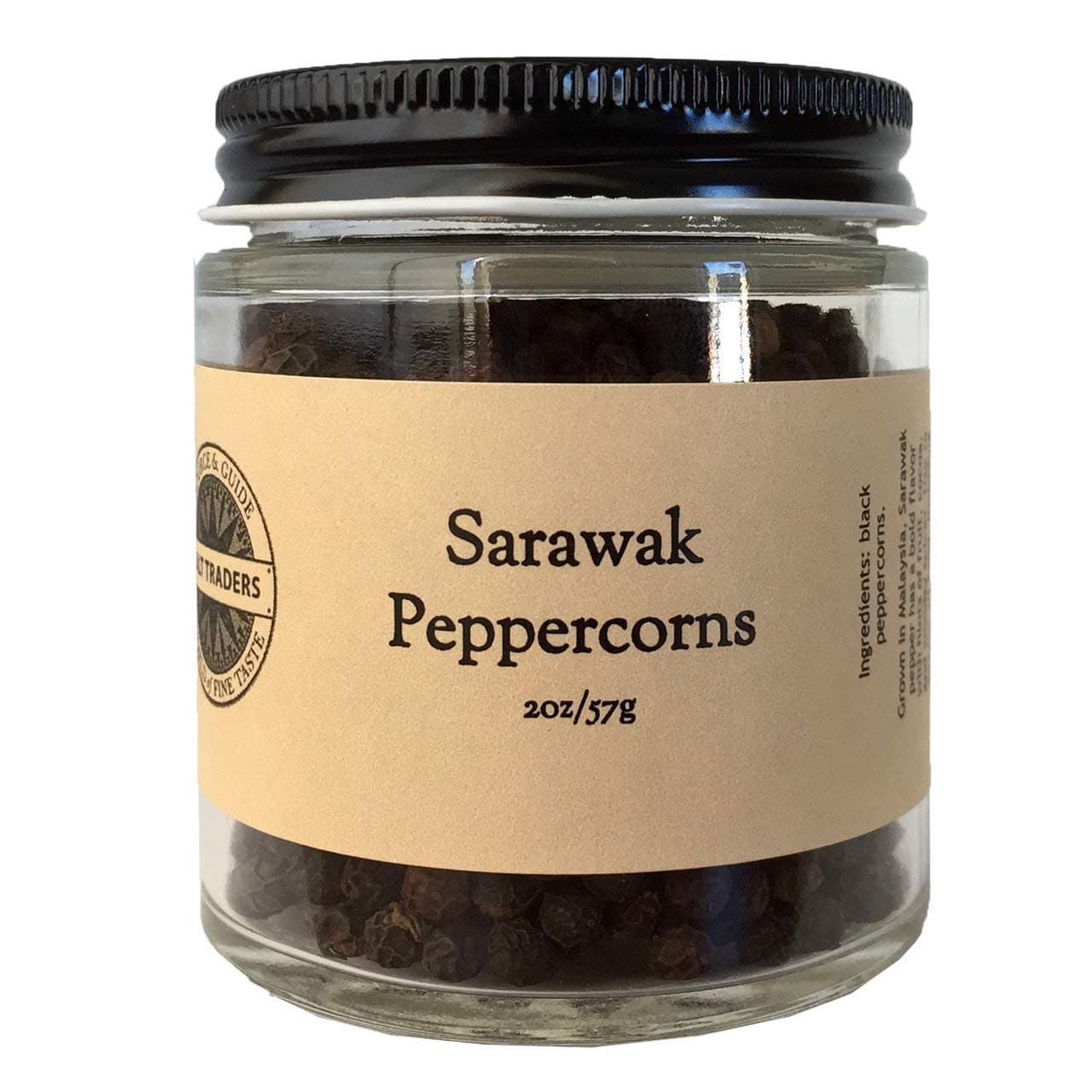 SALT TRADERS Sarawak Black Peppercorns from Malaysia - 2 oz Net Wt.