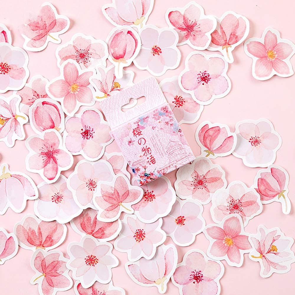 45PCS Small Scrapbooks Laptop Stickers, Doraking Boxed Flowers Monogatari Stickers for Laptop, Scrapbooking, Suitcase, Wallet