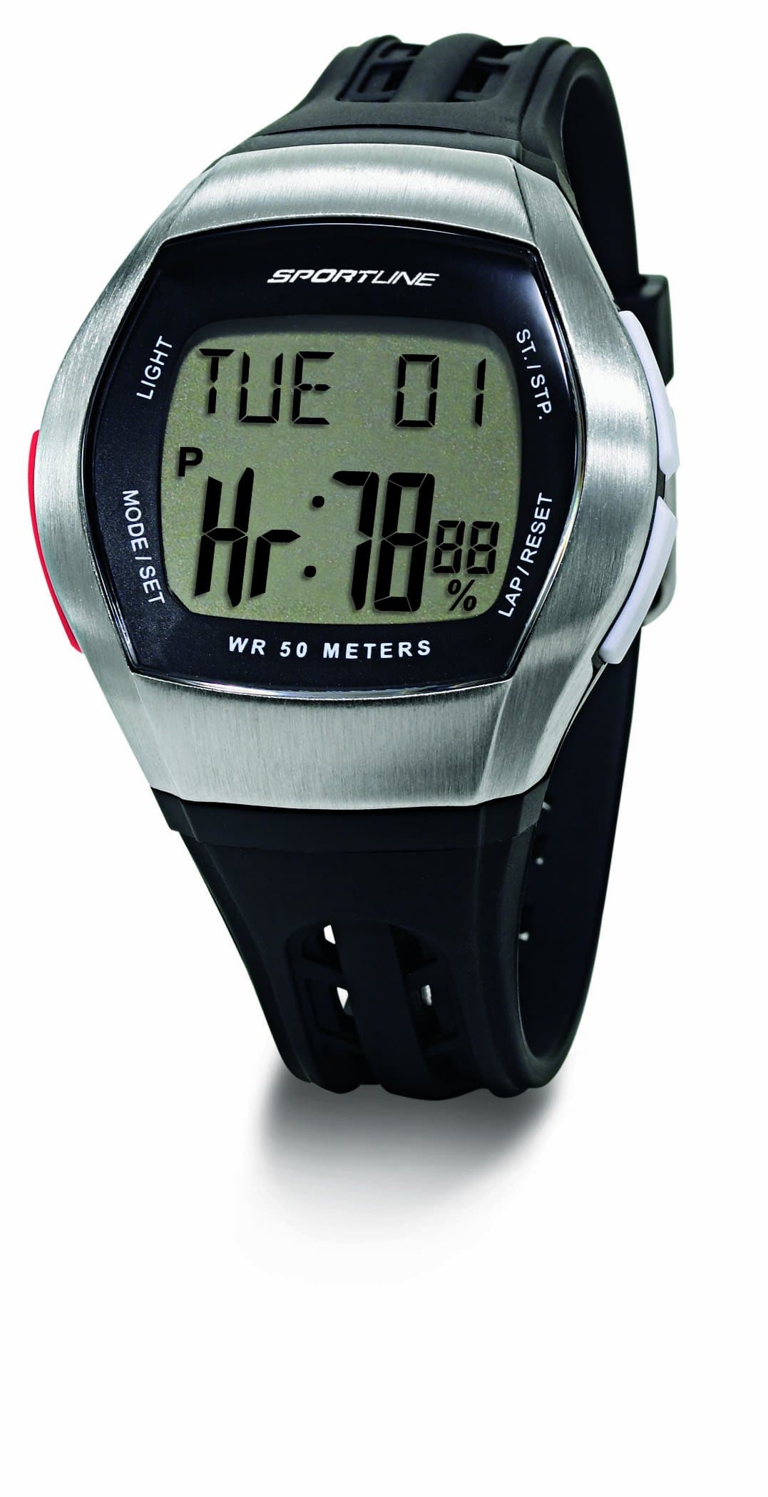Sportline Men's Duo 1010 Dual Use Heart Rate Monitor - Silver with Black Strap