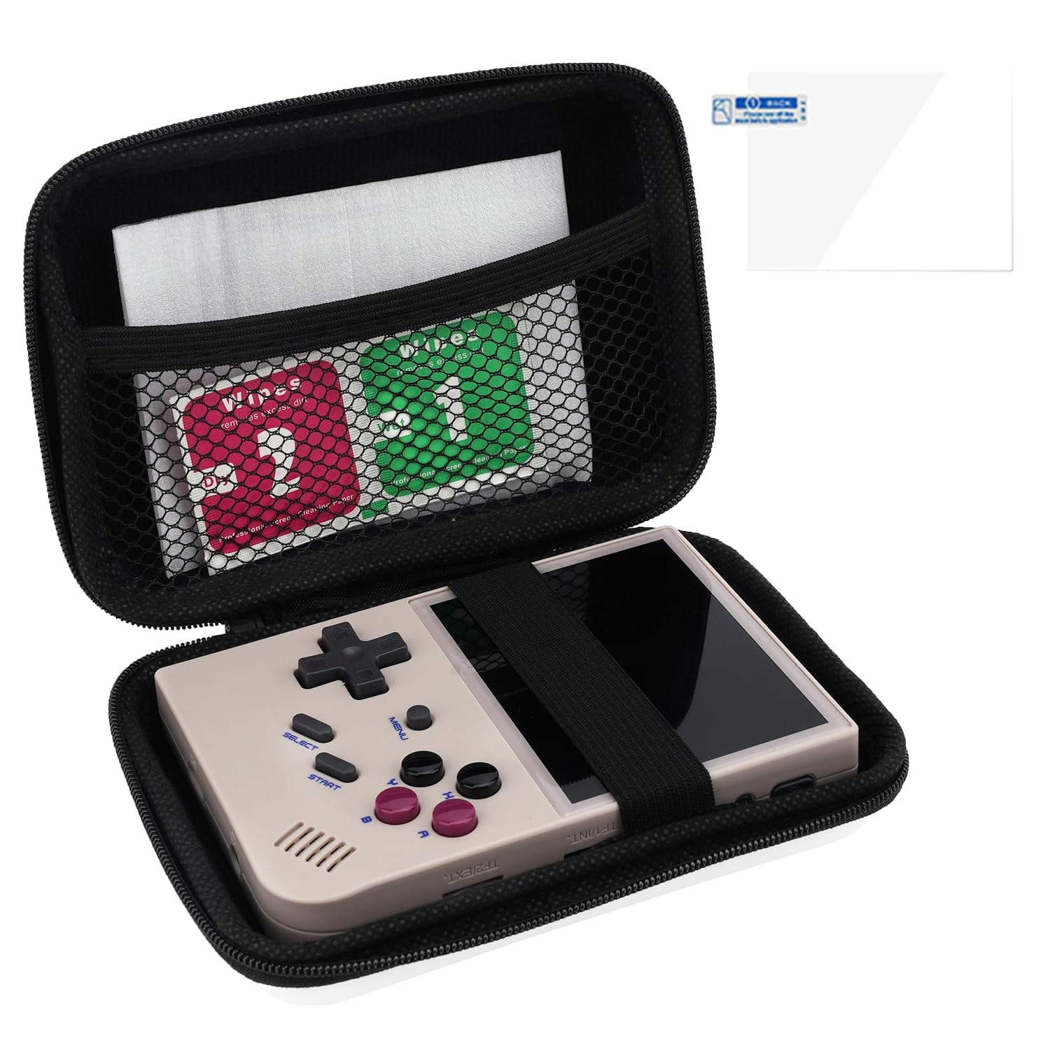 Ampown RG35XX Plus Carrying case Compatible with RG35XX / RG35XX PLUS / XU10 Retro Handheld Game Console, RG35xx Case with Carabiner and Hand Strap, RG35XX Case Easy to Use and Carry