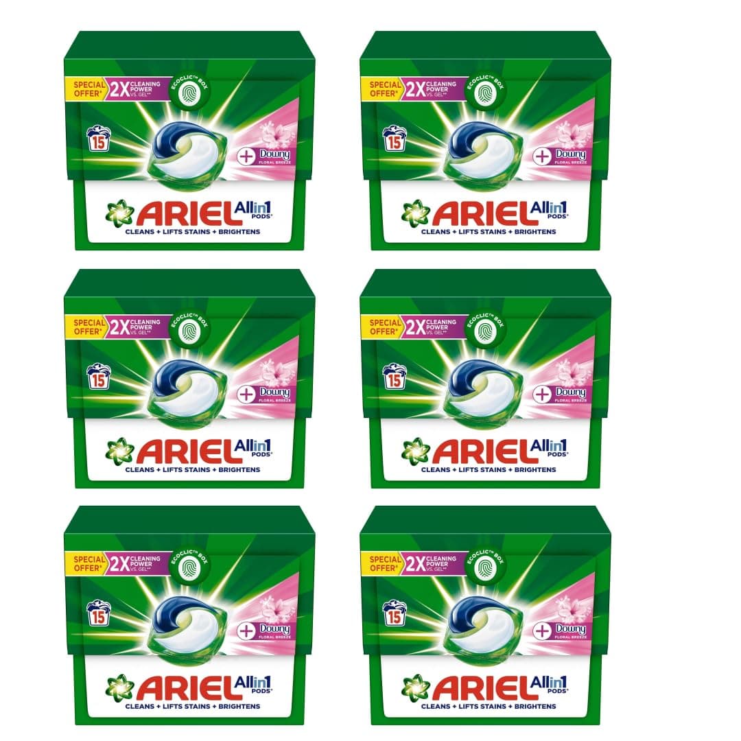 Ariel 3In1 Pods, Original Scent, Ariel Liquid Detergent Capsules, Powerful Stain Remover Detergent, Pack Of 6 X 15 Pods (90 Capsules)