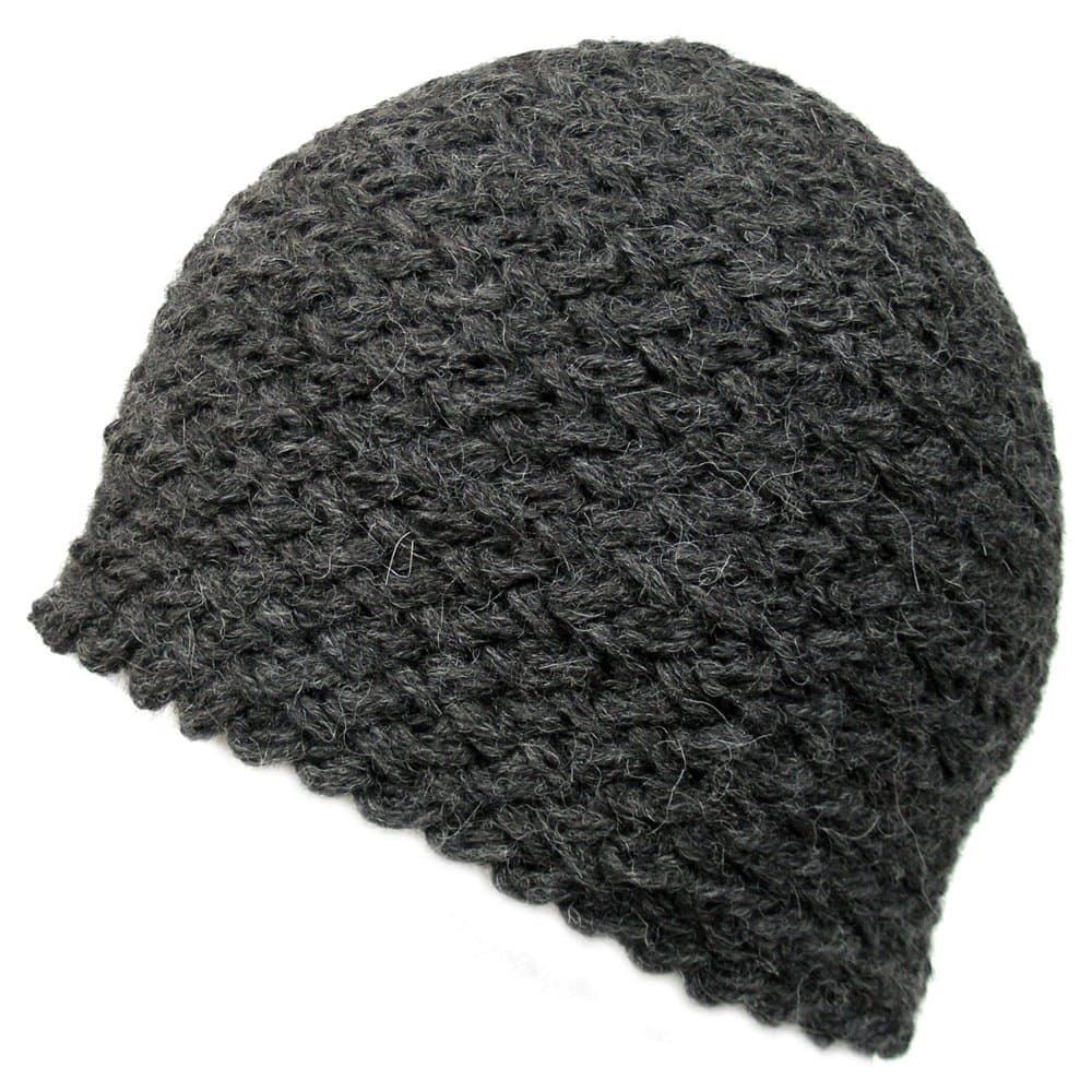 Alpaca Hat Braided Beanie Hand Made Fair Trade Bolivia Organic 100% Alpaca - Charcoal