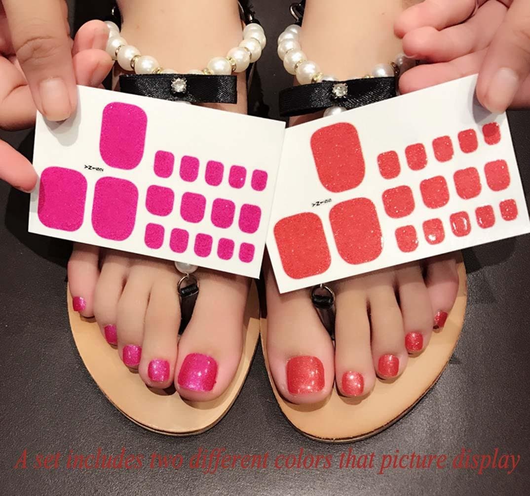 QCBC Full Nail Toes Stickers,Gradient color Style 20 Decals/sheet (Pack of 2 Sheets)