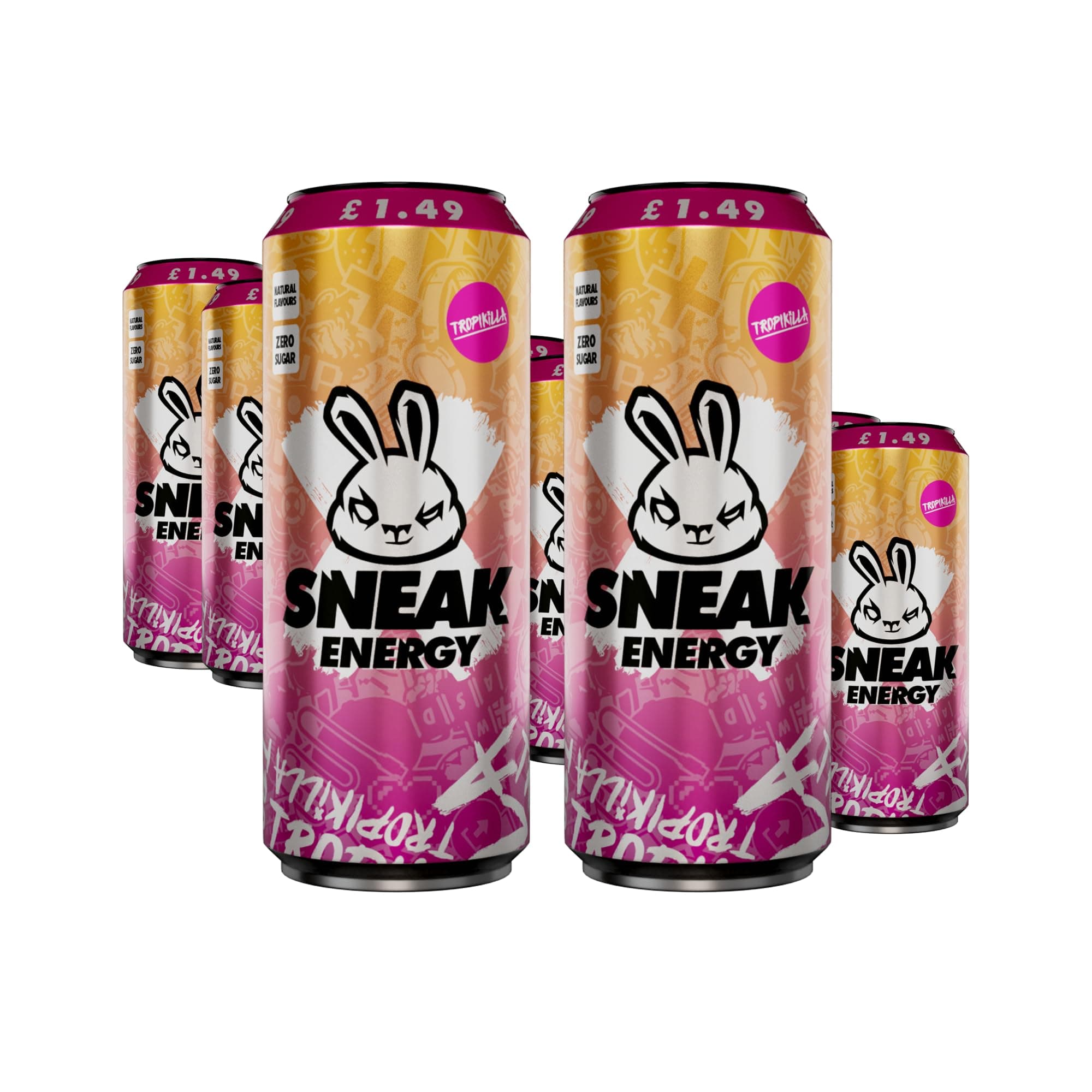 SNEAKEnergy Drink Cans | Tropikilla | No Sugar. No Nasties. Just Natural Caffeine, Focus Boosting Nootropics in a Can | 330ml x 12