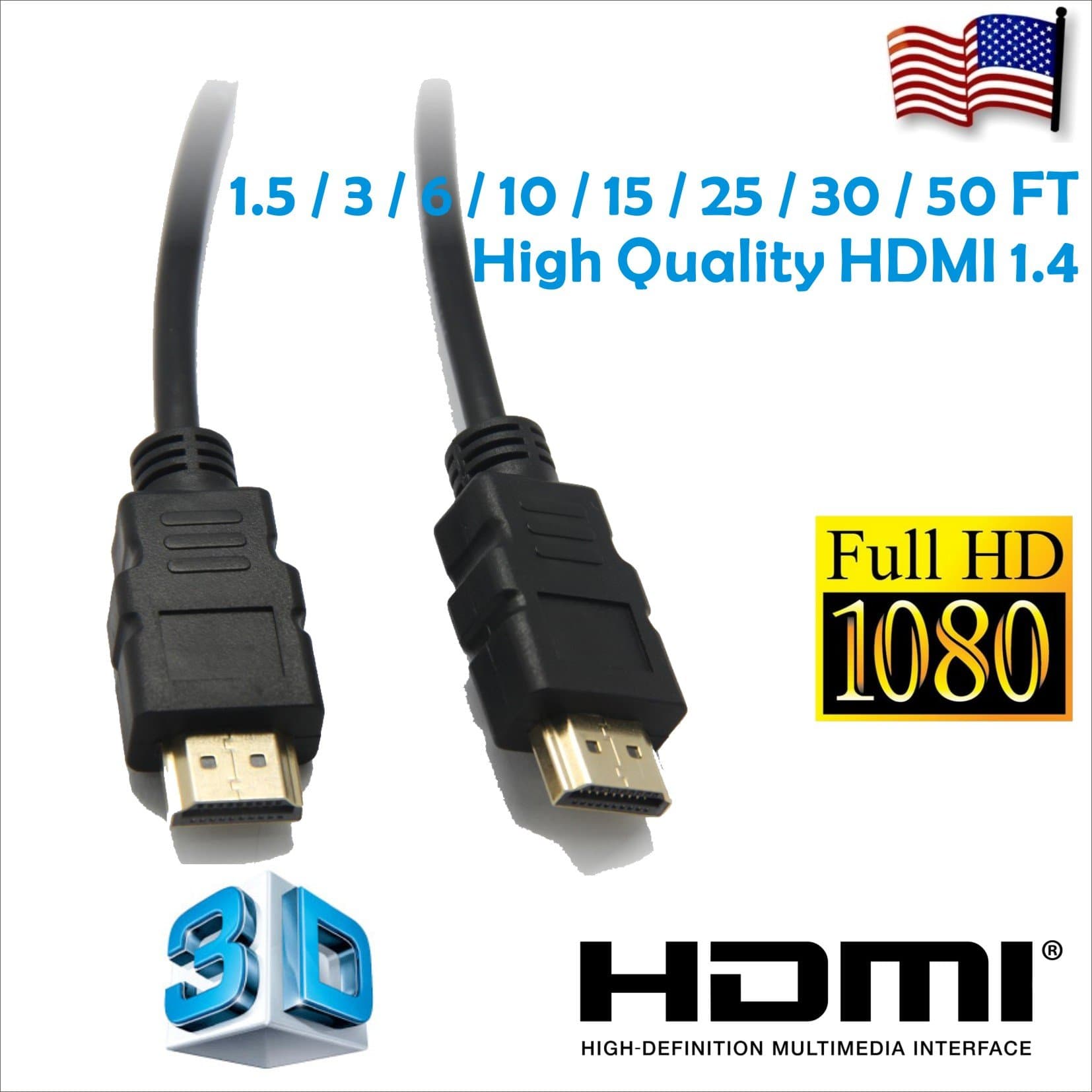 LOT of 8 - PREMIUM HDMI CABLE 1.5/3/6/10/15/25/30/50FT For BLURAY 3D DVD PS3 HDTV XBOX LCD HD TV 1080P US