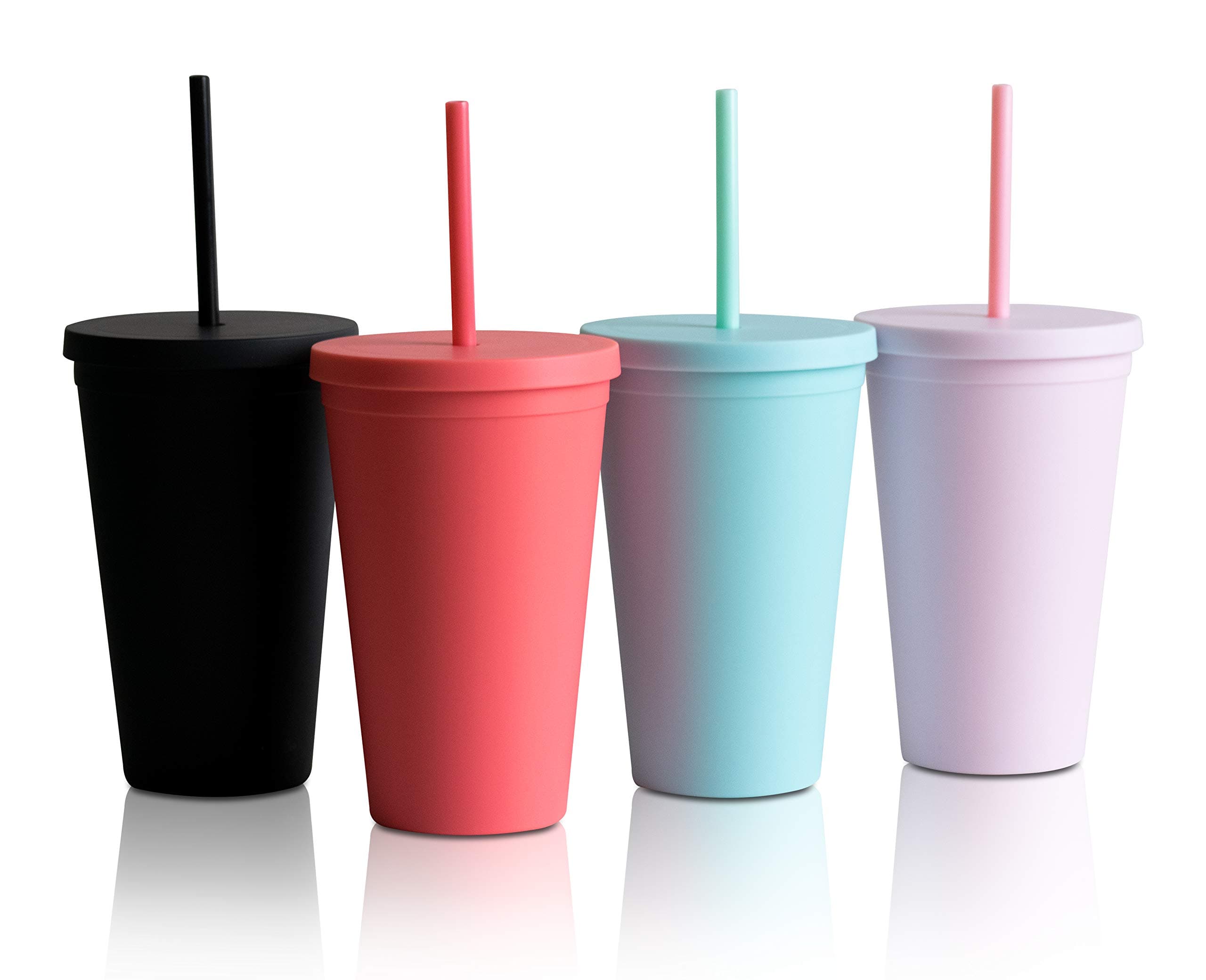 Trugos 16oz Classic Matte Acrylic Tumbler with Lid and Straw - Reusable Cup Great for Travel Mug Gift Cold Coffee
