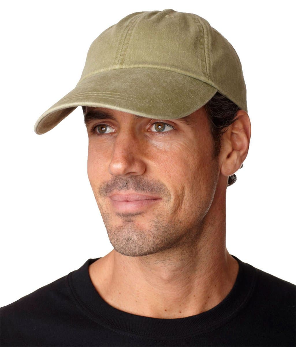 KEKLLE Adams Sunbuster Pigment Dyed Twill Cap With Extra Long Visor (Khaki) (ALL)