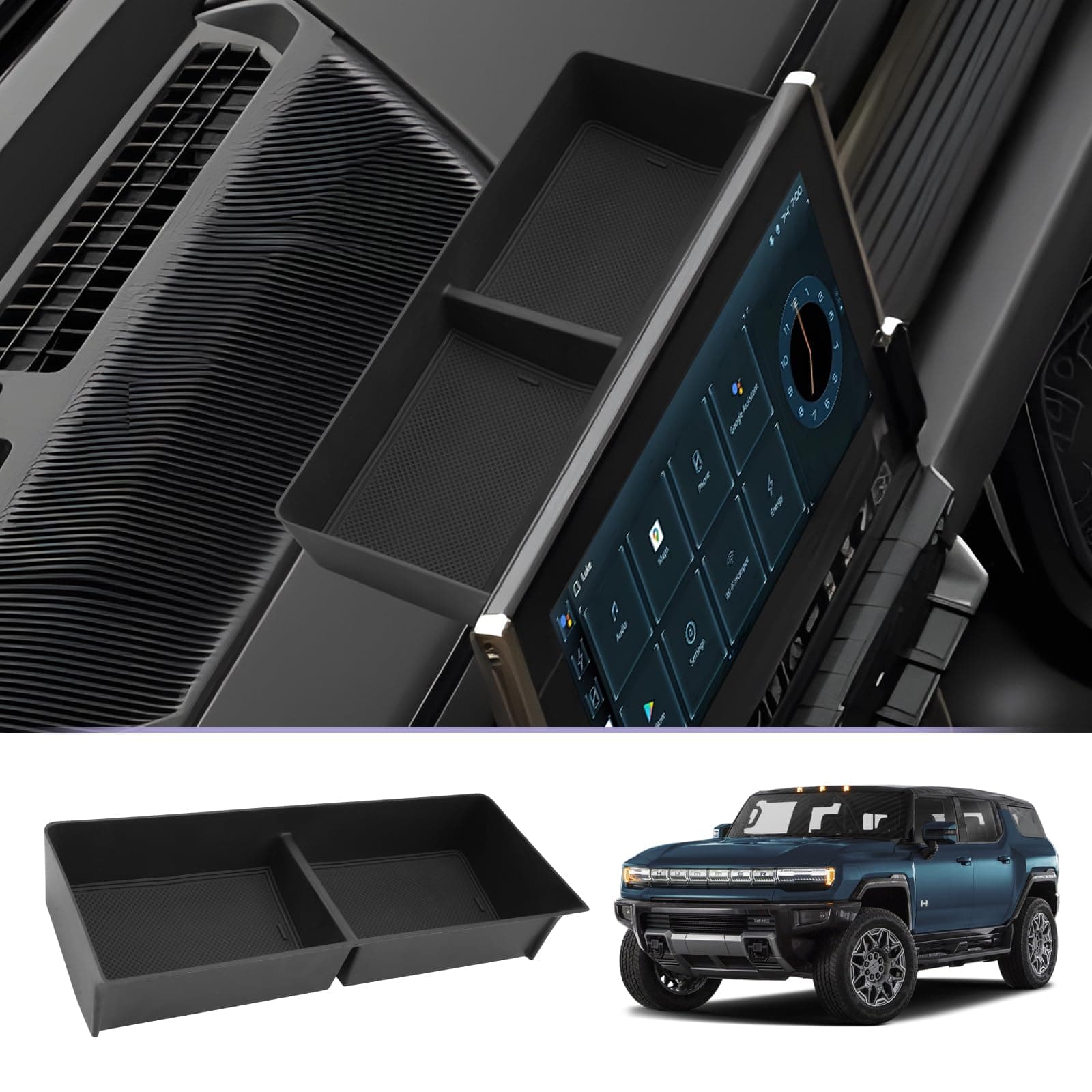 Dashboard Center Console Organizer Compatible with 2022-2025 GMC Hummer EV Accessories, Black
