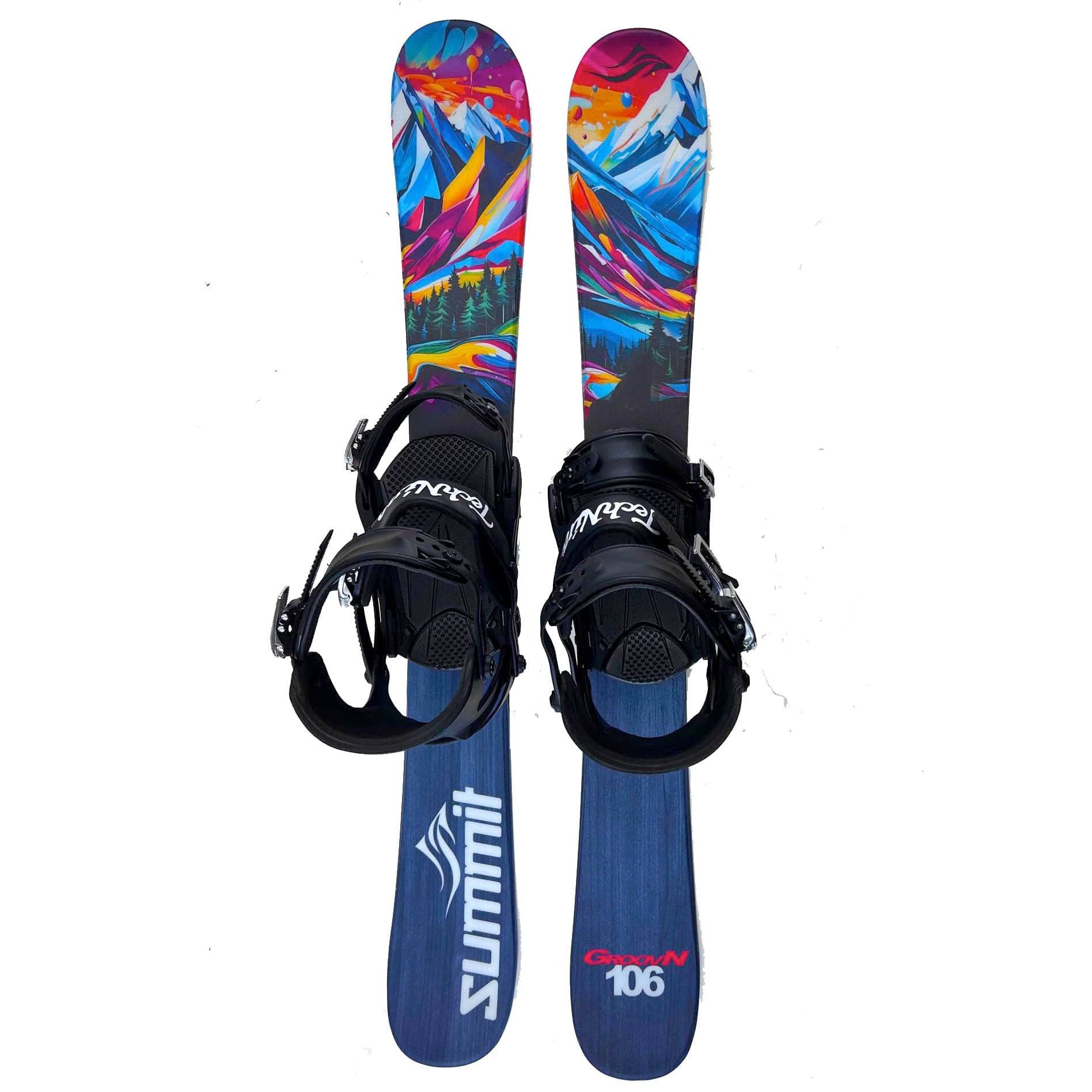 GroovN 106cm Rocker/Camber Skiboards w. Technine Custom Snowboard Bindings