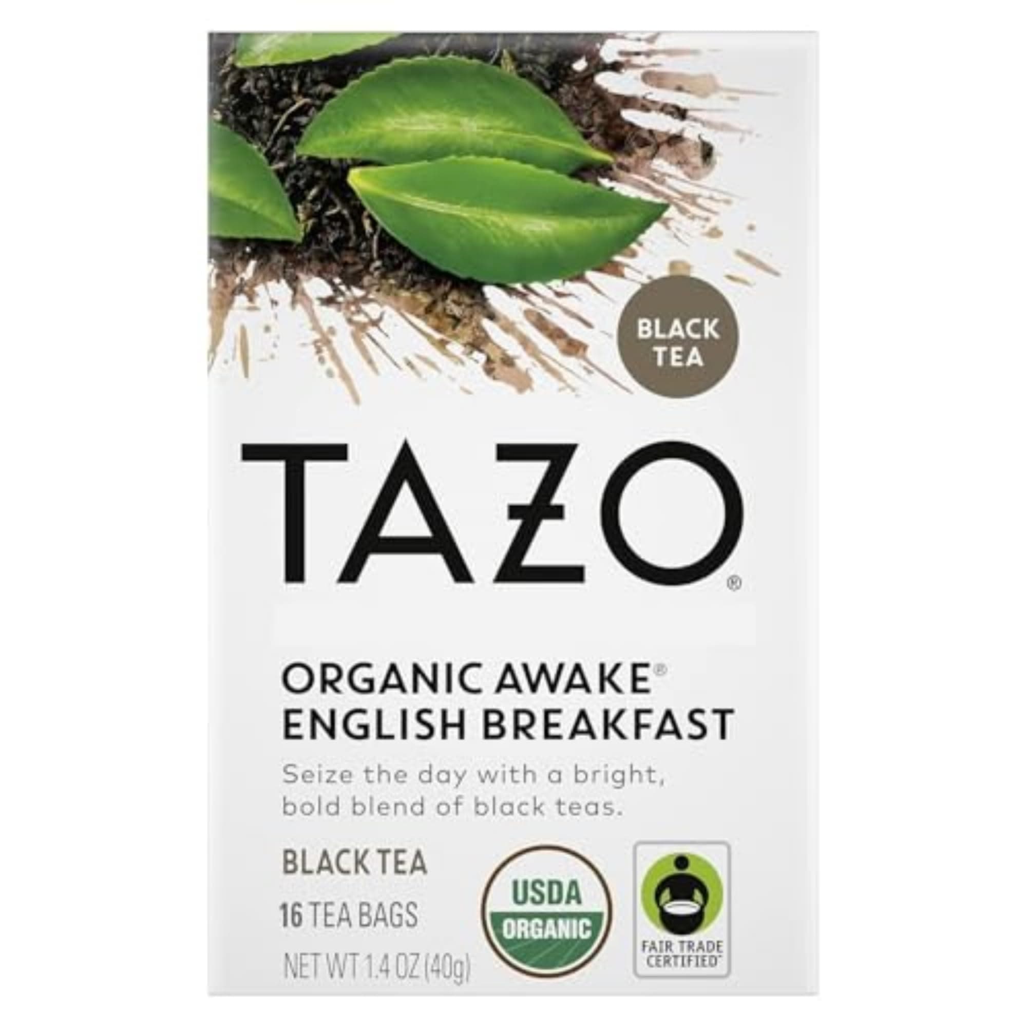 Organic Awake English Breakfast Black Tea, Black tea with Caffeine, 16 Total Bags