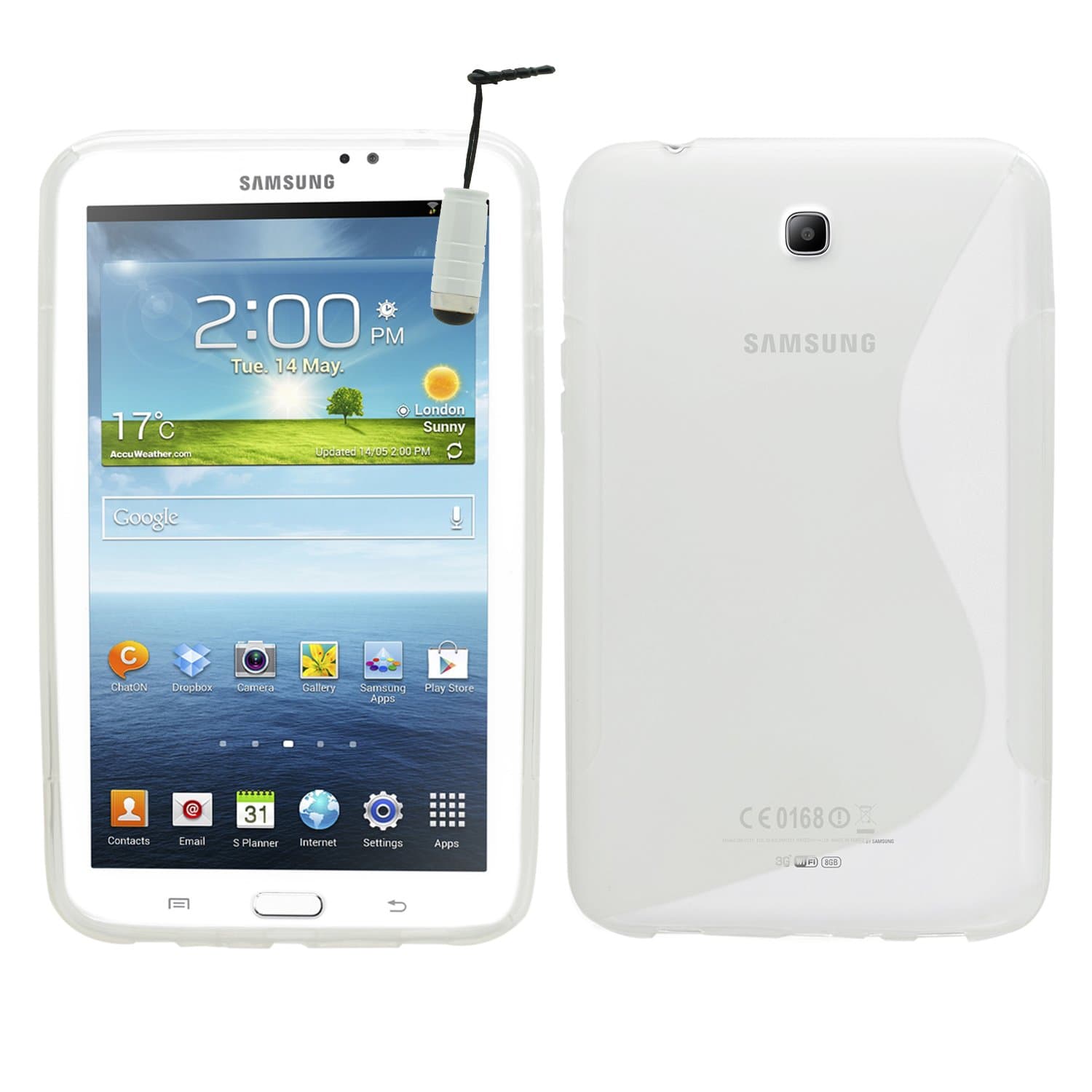 Samrick S Wave Hydro Gel Protective Case with Screen Protector, Microfiber Cloth and High Capacitive Mini Stylus Pen for 7.0 inch Samsung Galaxy Tab 3 P3200/P3210 - Clear Transparent