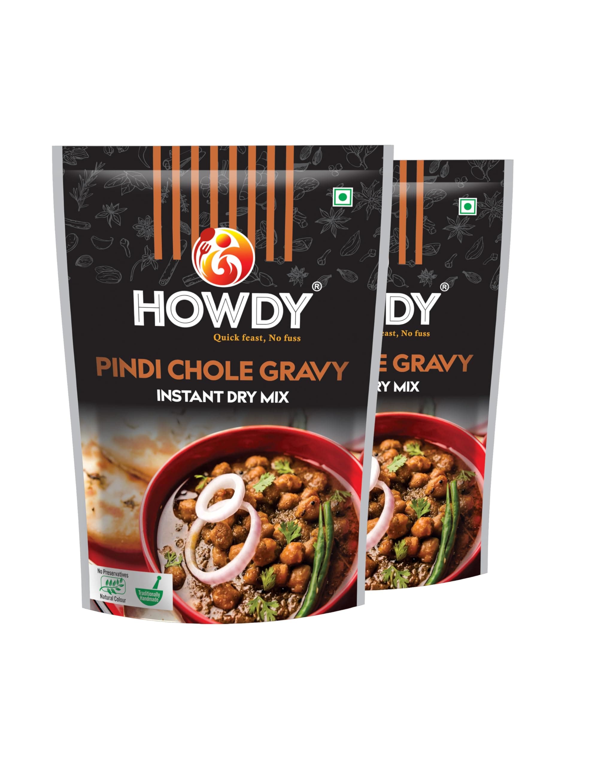 HOWDY - Pindi Chole Gravy Dry Mix | Instant Gravy - Ready to cook | No Preservatives - Pack of 2