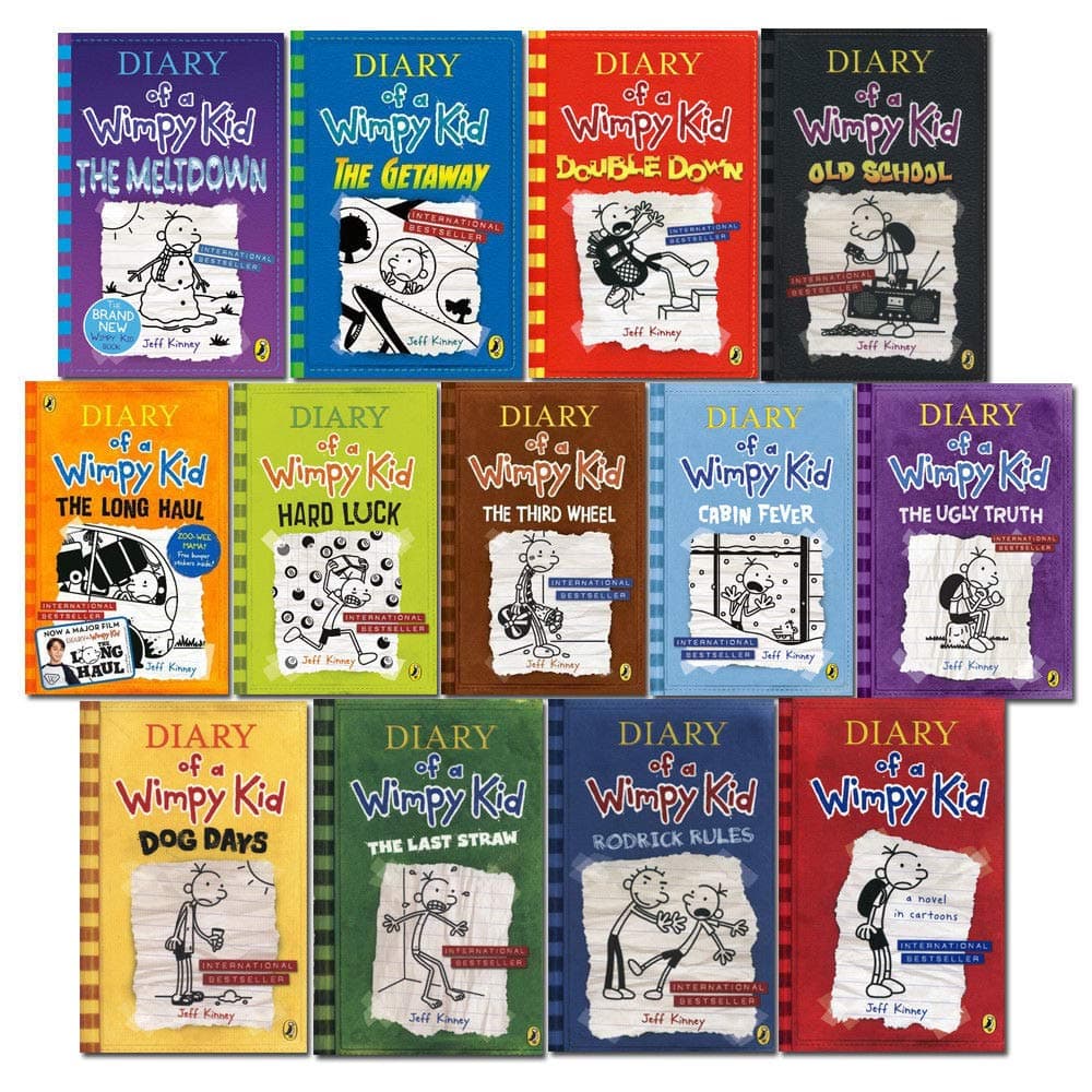 Diary of a Wimpy Kid Series Books 1 -13 Collection Set (Rodrick Rules, Dog Days, Cabin Fever, Hard Luck Double Down, The Getaway, The Meltdown (Hardcover) and Many More!)