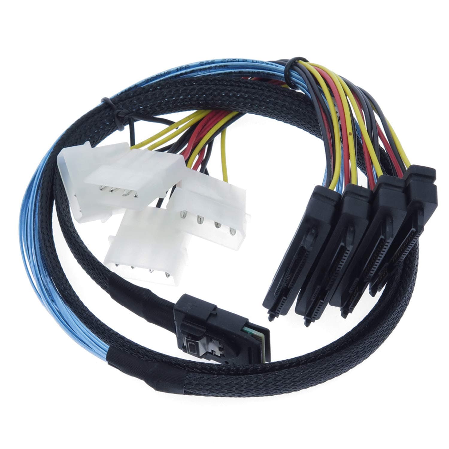 Internal Mini SAS 4i SFF-8087 36 Pin to SAS 4X SFF-8482 29Pin Hard Disk SAS Cable with 4X 4Pin Power Cable,3.3FT