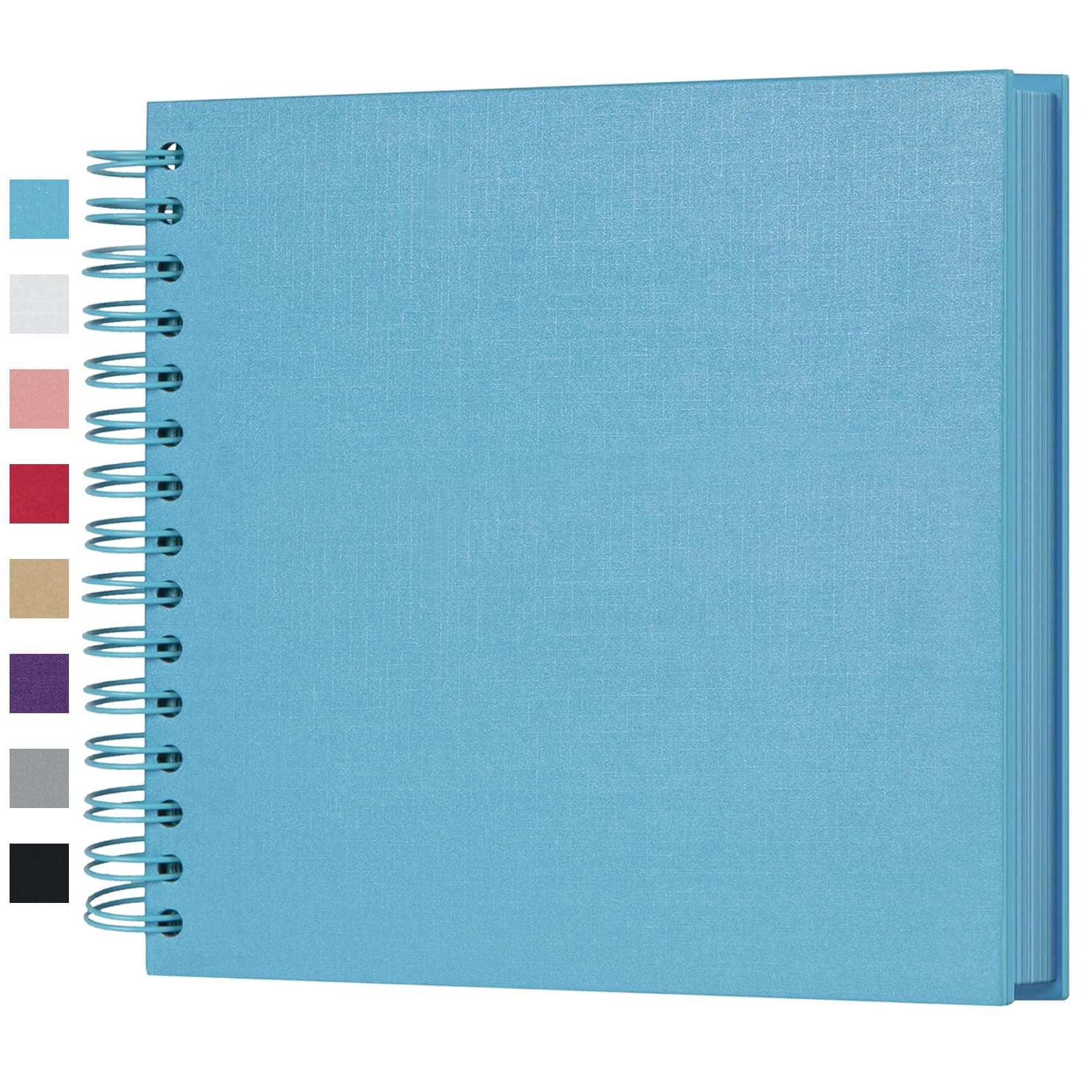 potricher 8 x 8 Inch DIY Scrapbook Photo Album 80 Pages Thick Kraft Blank Blue Paper Memory Book for Wedding and Anniversary Family (Blue, 8 Inch)