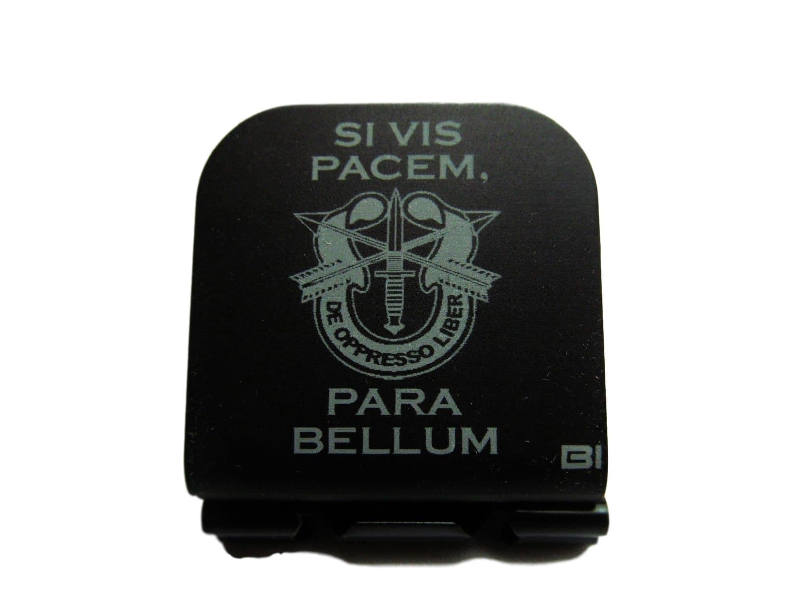 Si Vis Pacem para Bellum with SF Crest Laser Etched Hat Clip Black