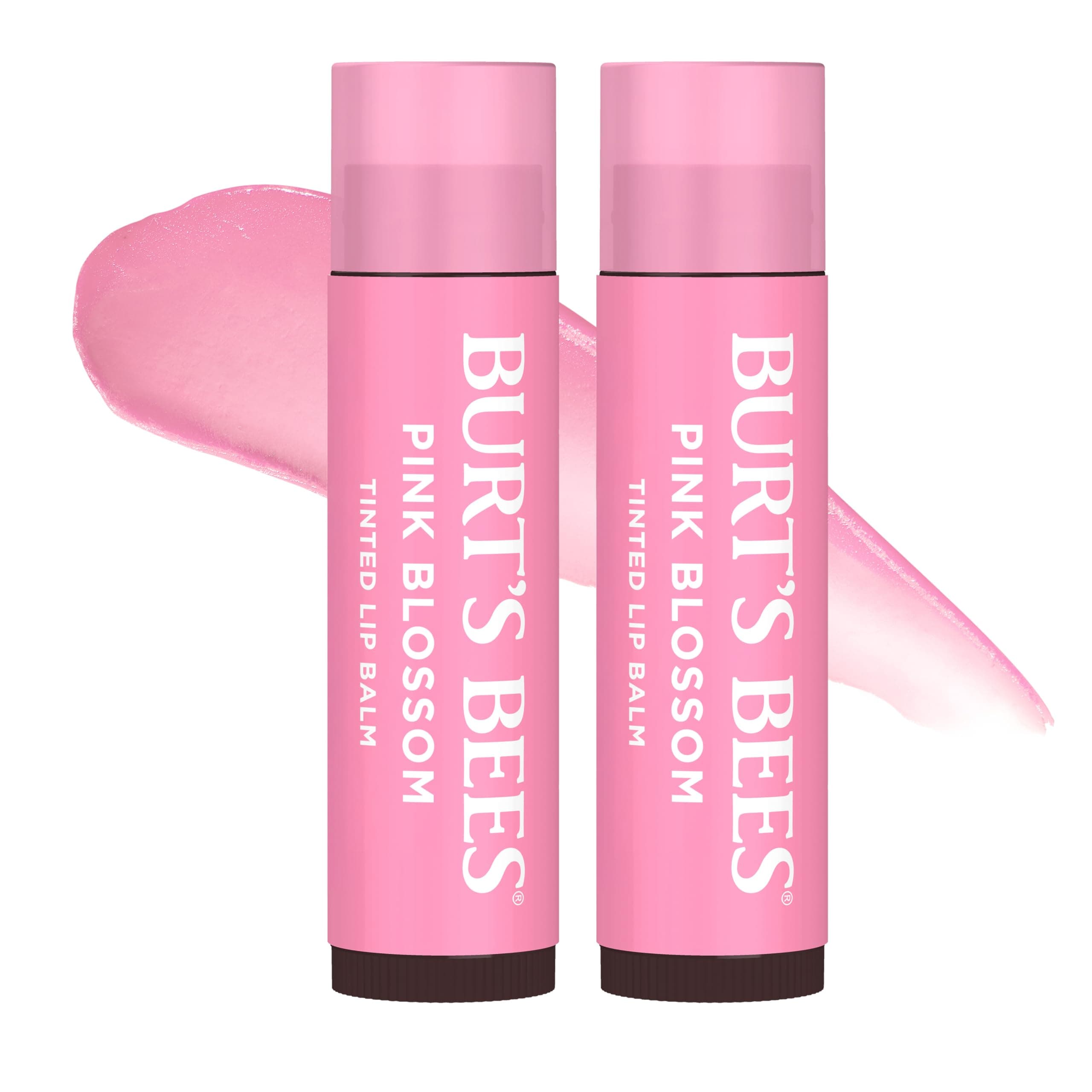 Burt's Bees Lip Tint Balm Stocking Stuffers Gifts, Long Lasting 2 in 1 Duo Tinted Balm Formula, Color Infused with Hydrating Shea Butter for a Natural Looking Buildable Finish, Pink Blossom (2-Pack)
